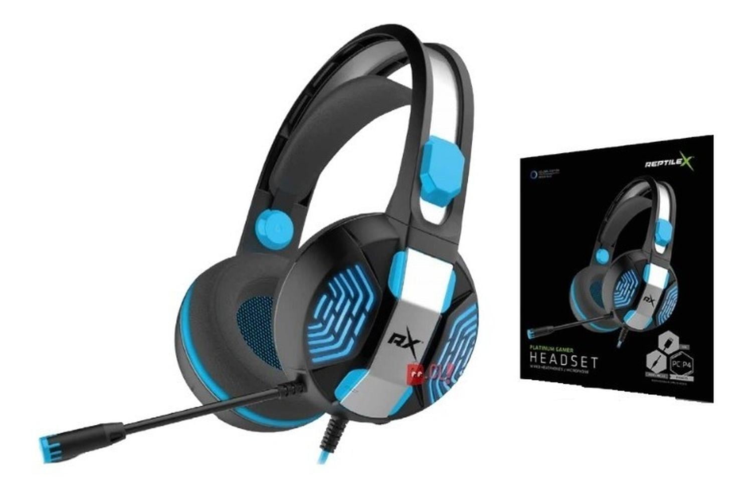 AUDÍFONOS PLATINUM GAMER CONECTOR 3,5MM Y USB LED AZUL - PS - 2