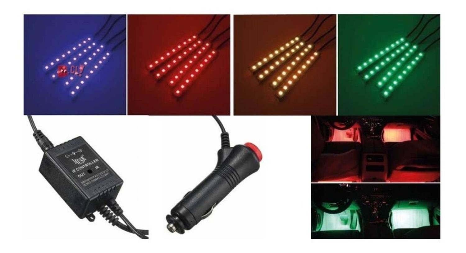 KIT DE 4 TIRAS LED FLEXIBLES RGB PARA AUTOS - PS - 2