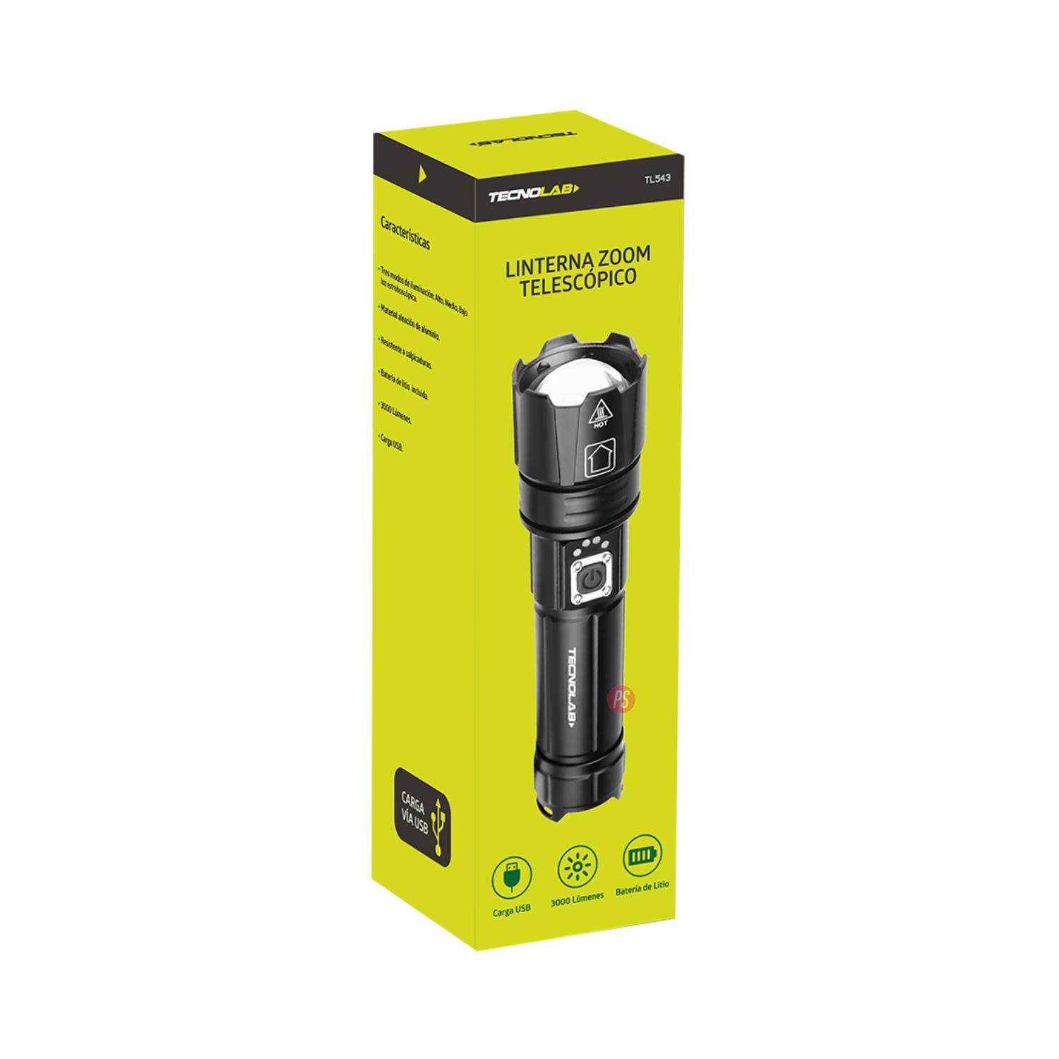 LINTERNA LED ZOOM TELESCÓPICO 16CMS RESISTE AGUA - PS - 4