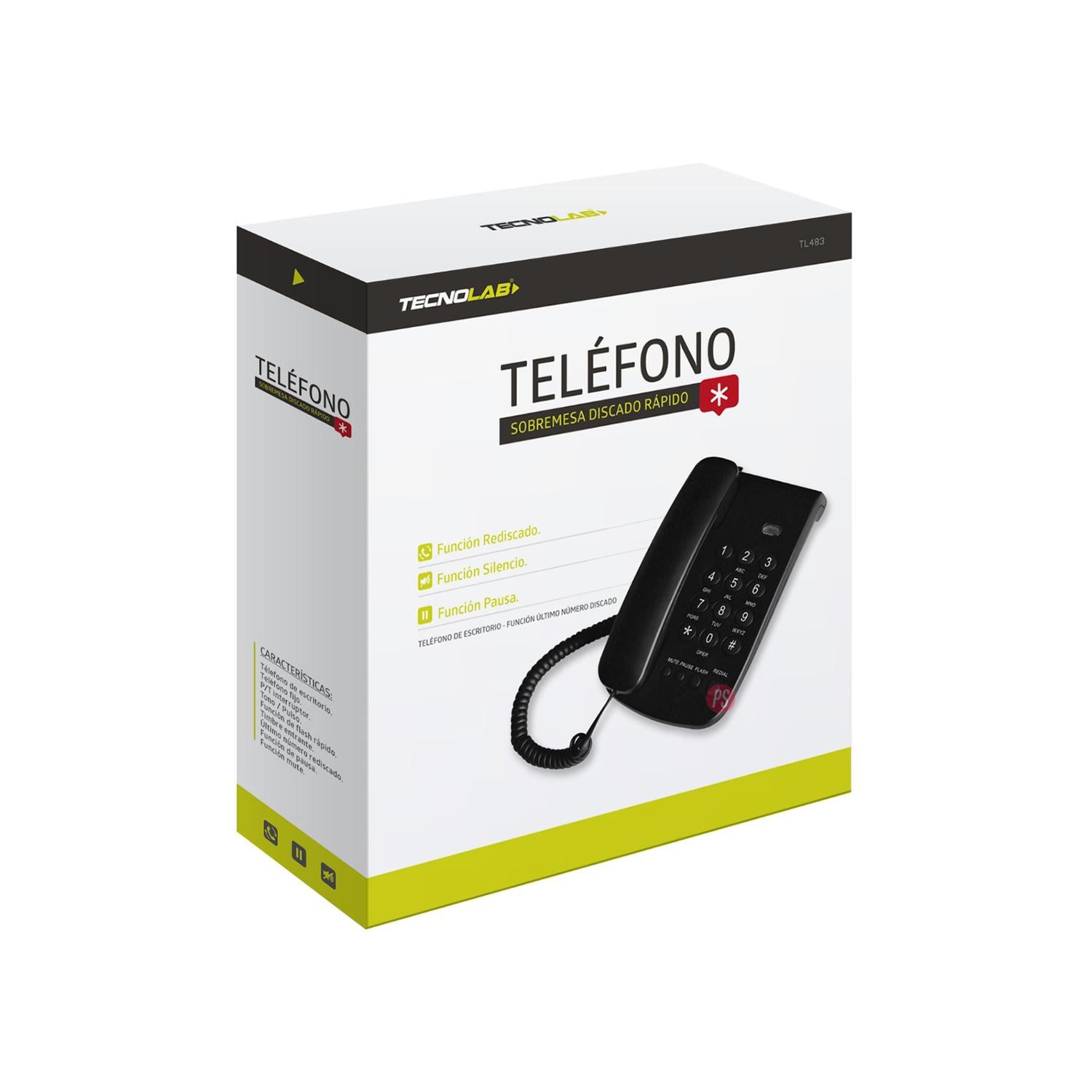 TELÉFONO FIJO TECNOLAB CON NOTIFICACIÓN LLAMADA LUMINOSO BLANCO - PS - 2
