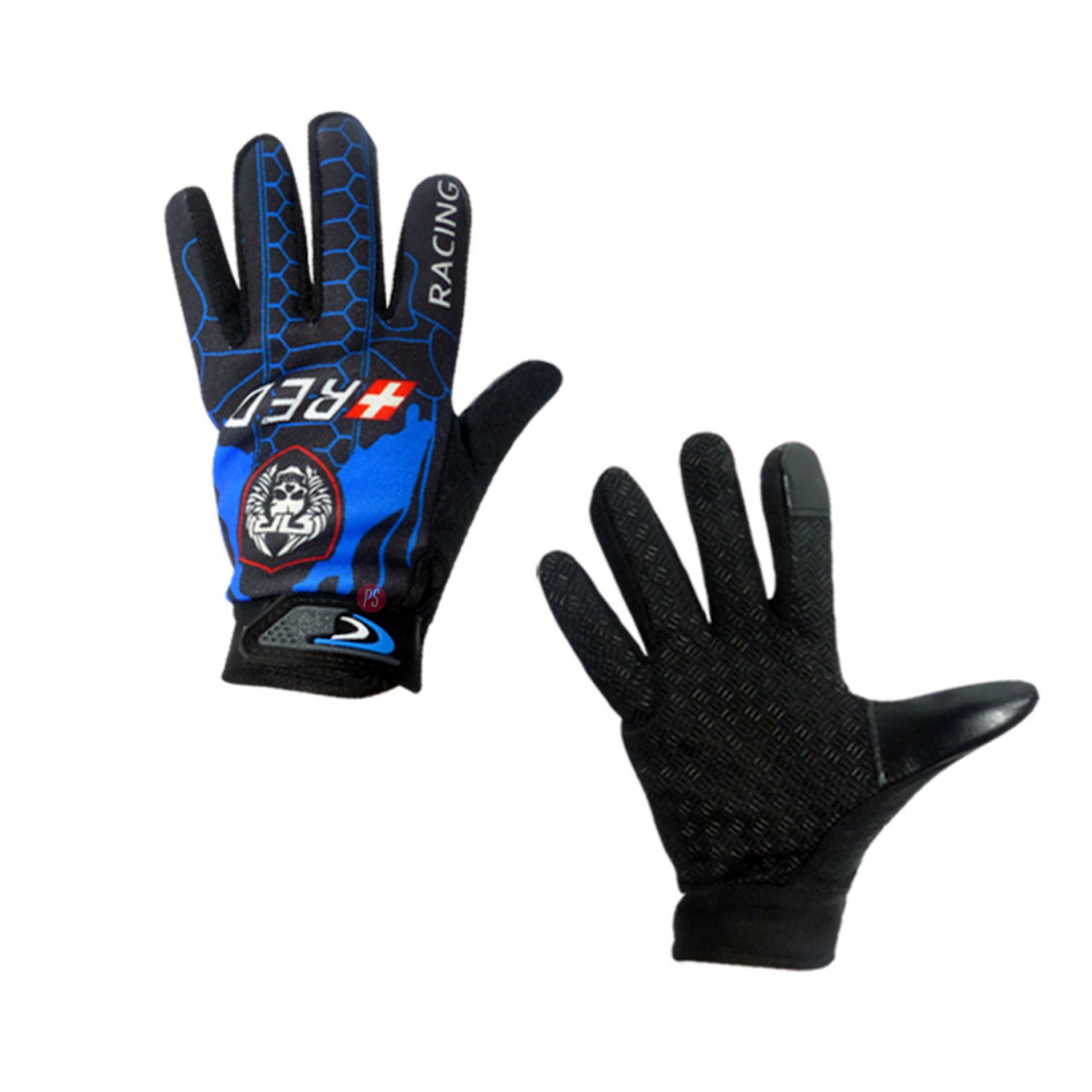 PUNTOSTORE GUANTES DEPORTIVOS PARA MOTO CON AGARRE DISEÑO AZUL - PS - 2