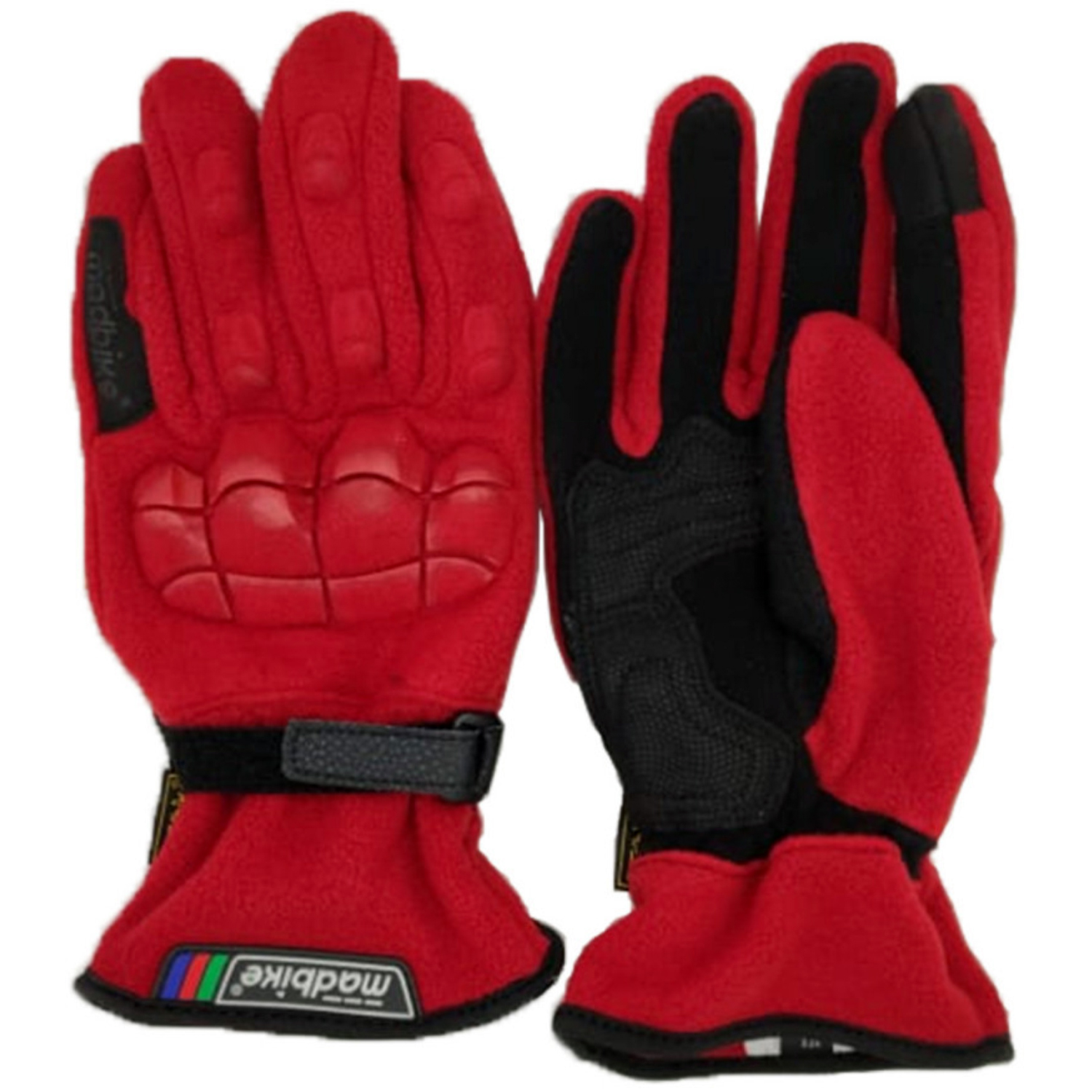 GUANTES PARA MOTO MADBIKE DE POLAR CON PROTECCIÓN NUDILLOS ROJO - PS - 1