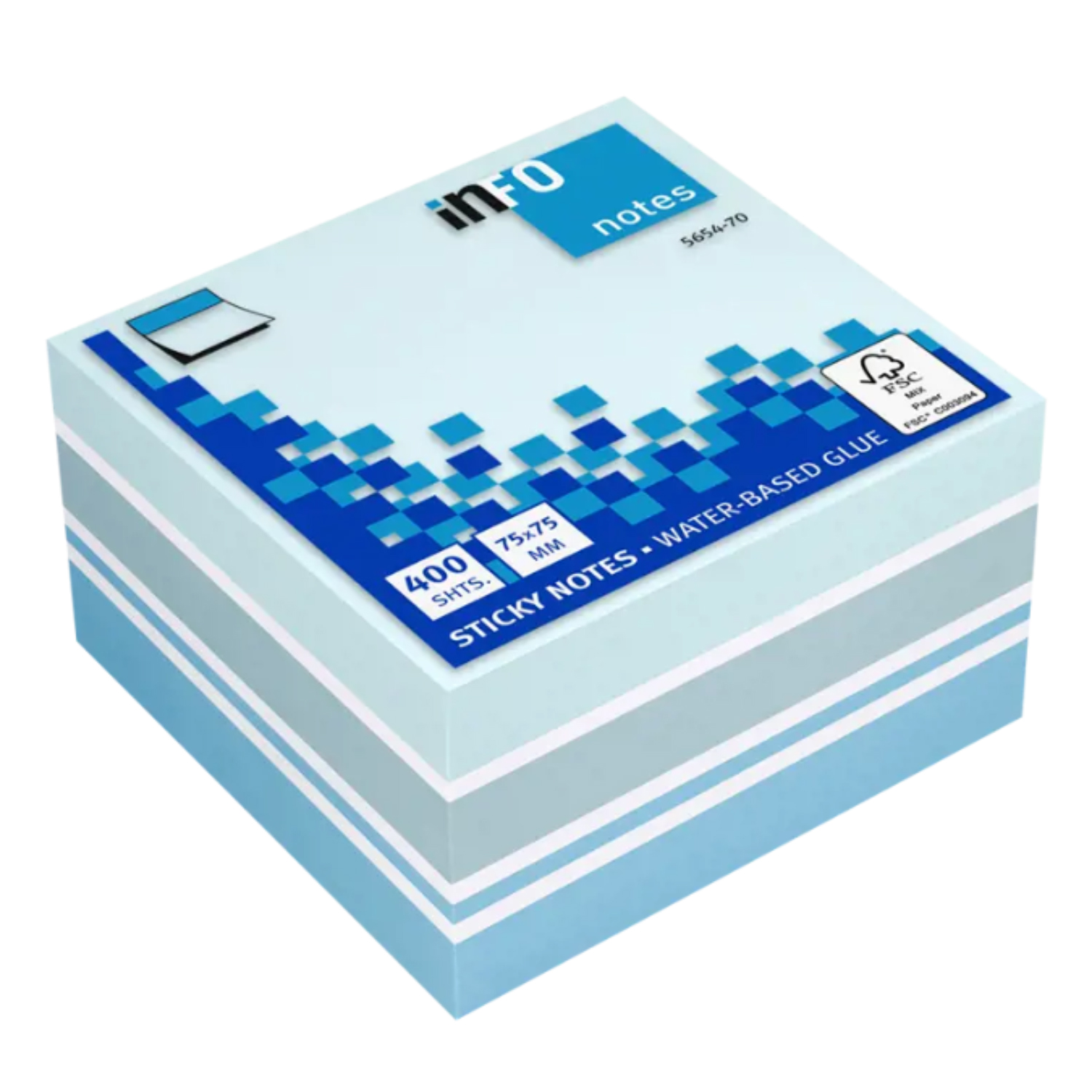 PACK X 400 NOTAS ADHESIVAS PUNTOSTORE CELESTE 75X75MM INFO NOTES - 1