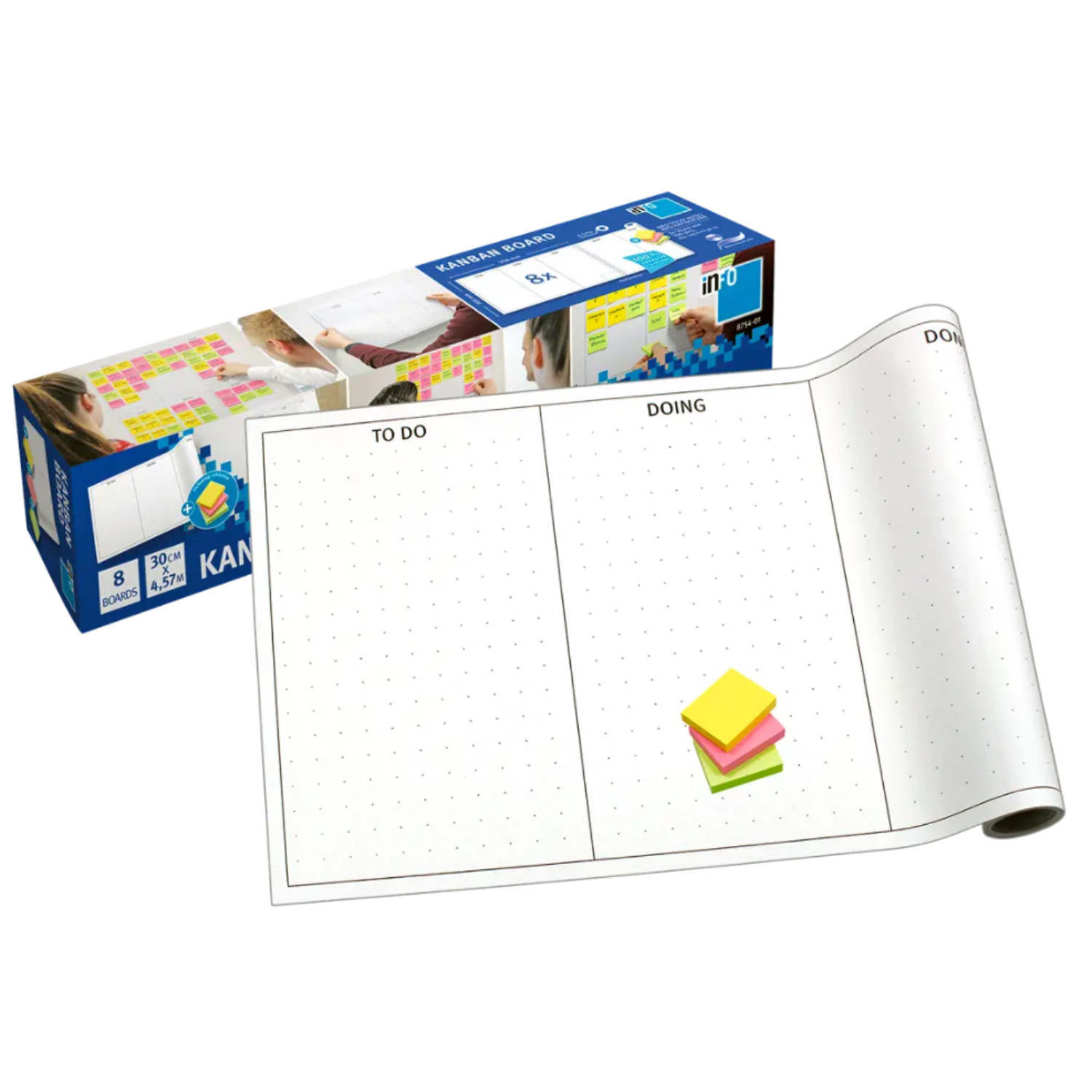 PACK X 10 UNIDADES TABLEROS ADHESIVOS PUNTOSTORE KANBAN 50X30CMS - 1