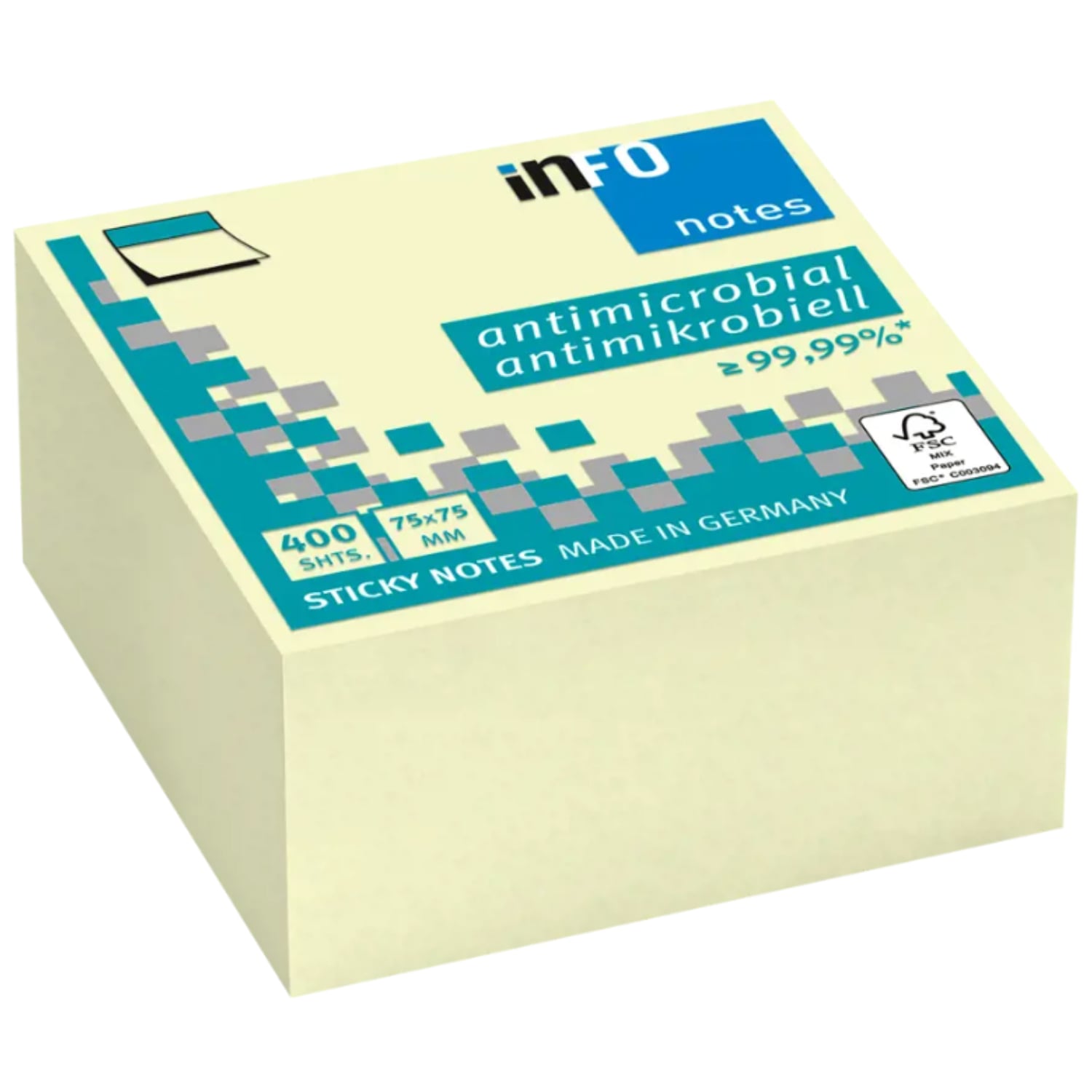 NOTAS ADHESIVAS PUNTOSTORE PADS ANTIMICROBIAL HOJAS 75MMX75MM - 1
