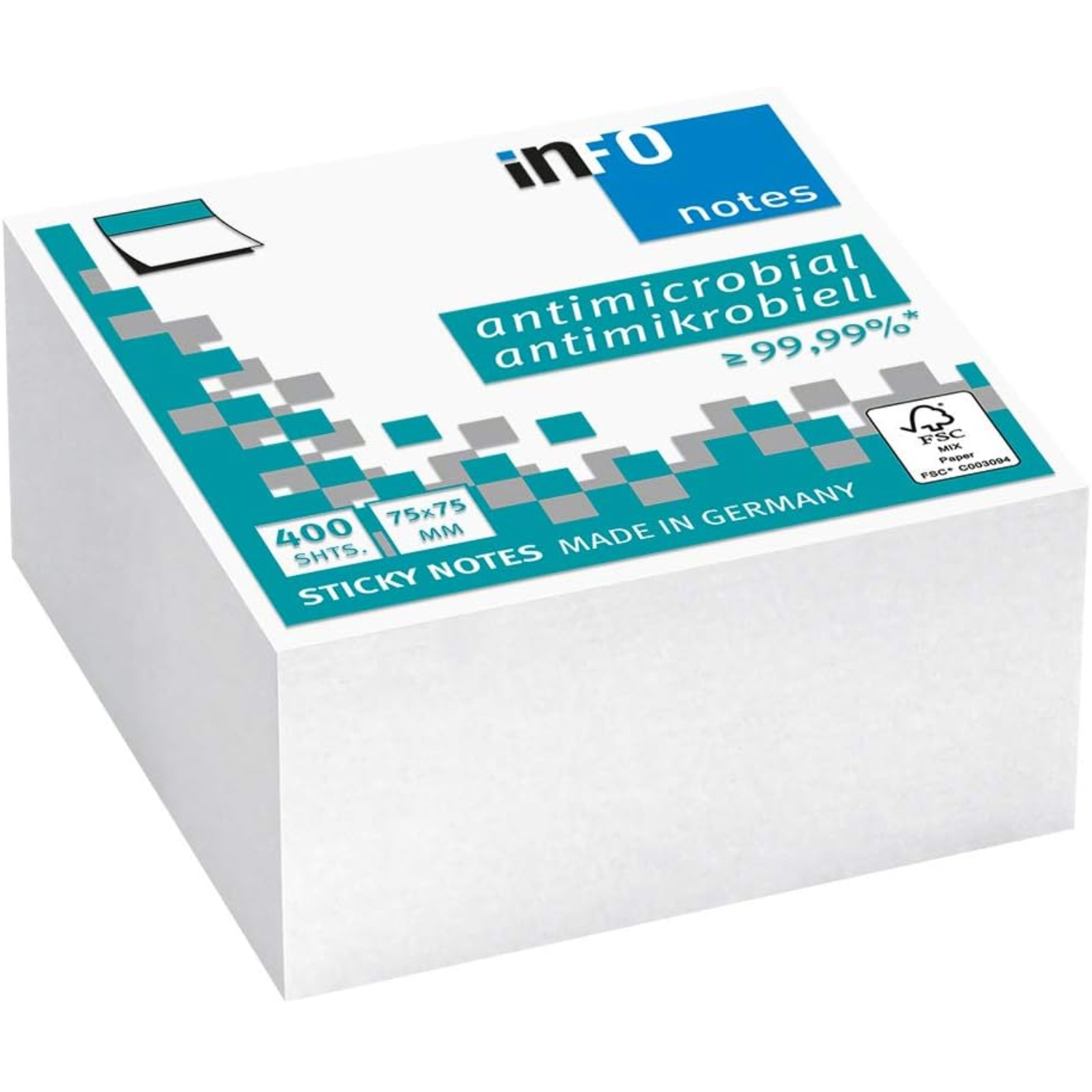 NOTAS ADHESIVAS PUNTOSTORE PADS ANTIMICROBIAL HOJAS BLANCO - 1