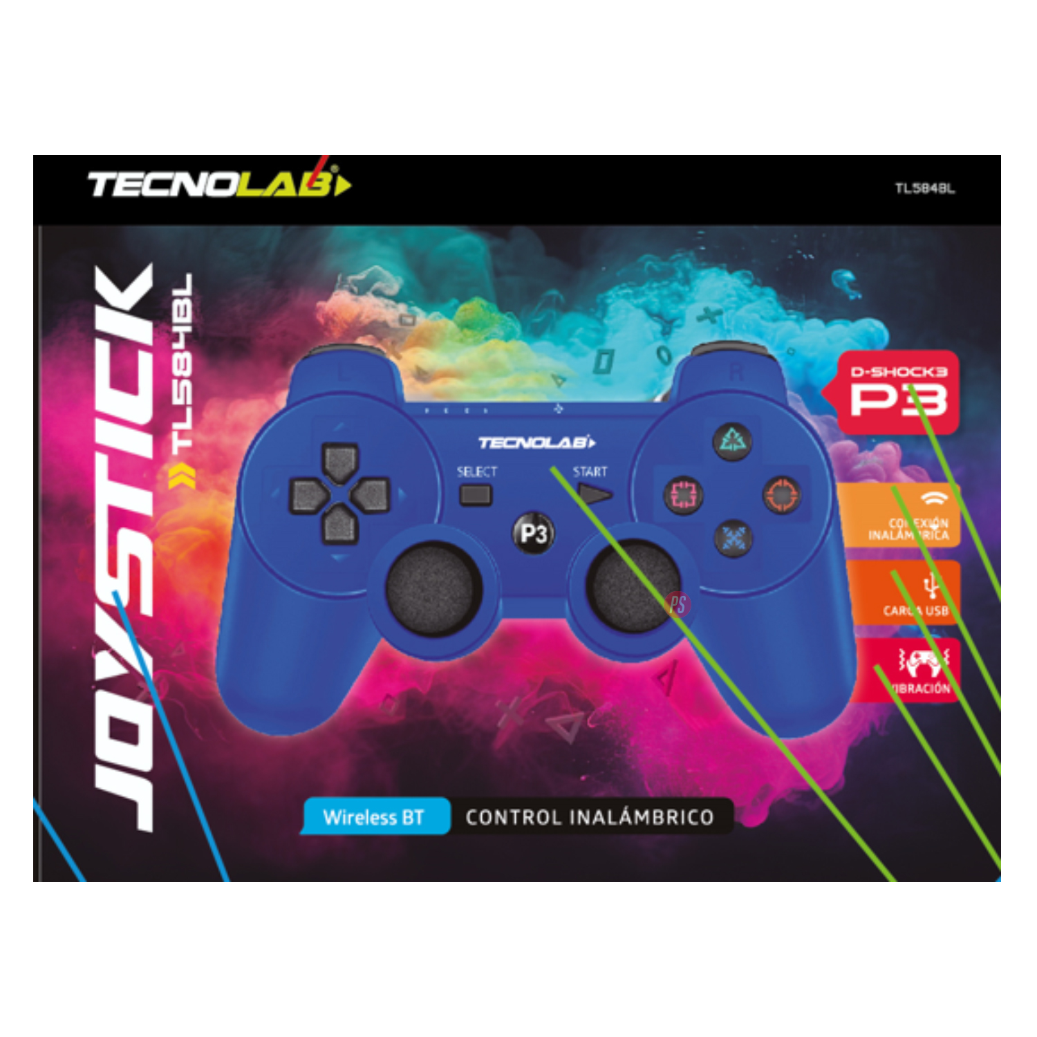 JOYSTICK PS3 D3 TECNOLAB COMPATIBLE CON BLUETOOTH Y VIBRACIÓN AZUL PS - 3