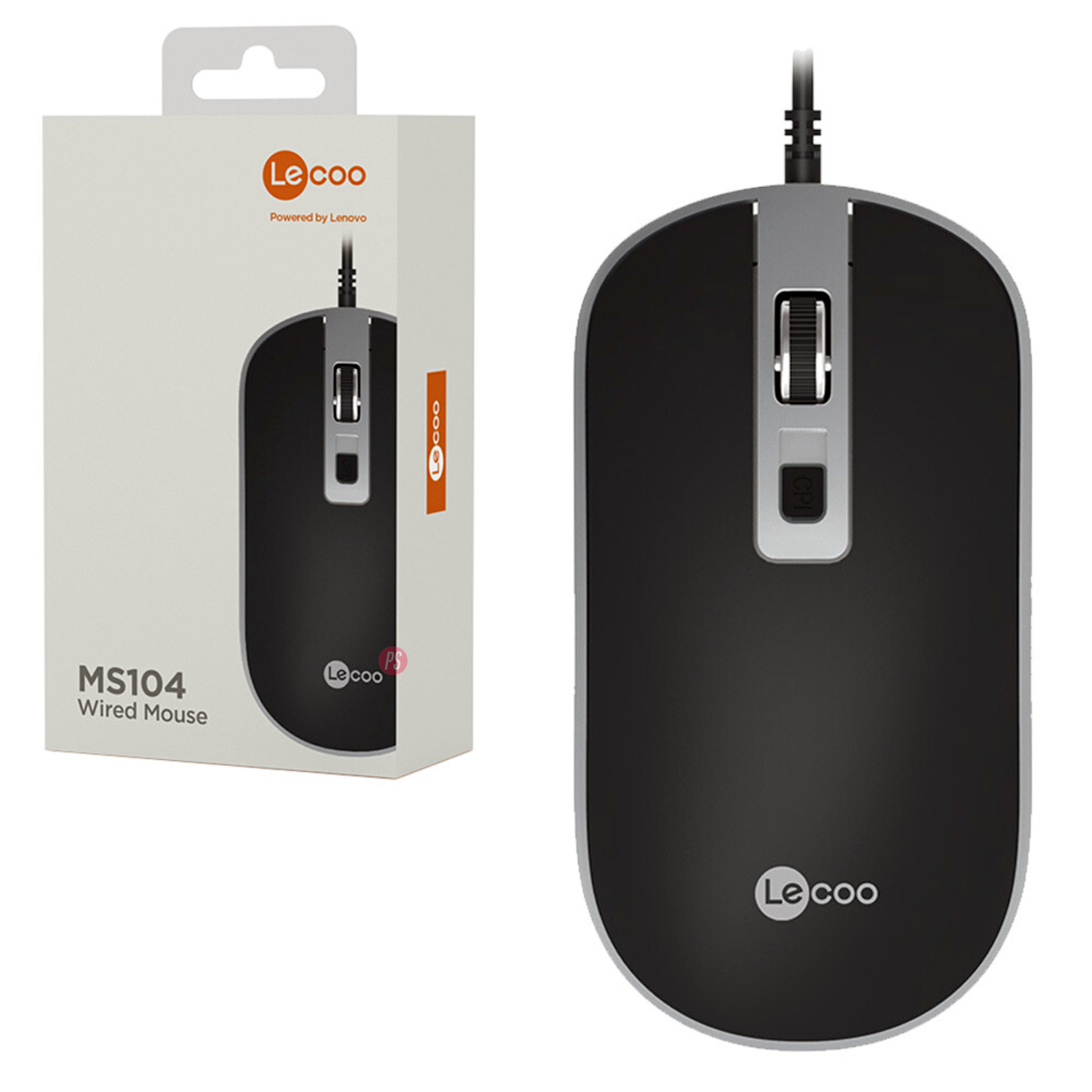 MOUSE LENOVO USB DPI AJUSTABLE LECOO MS104 NEGRO PS - 3