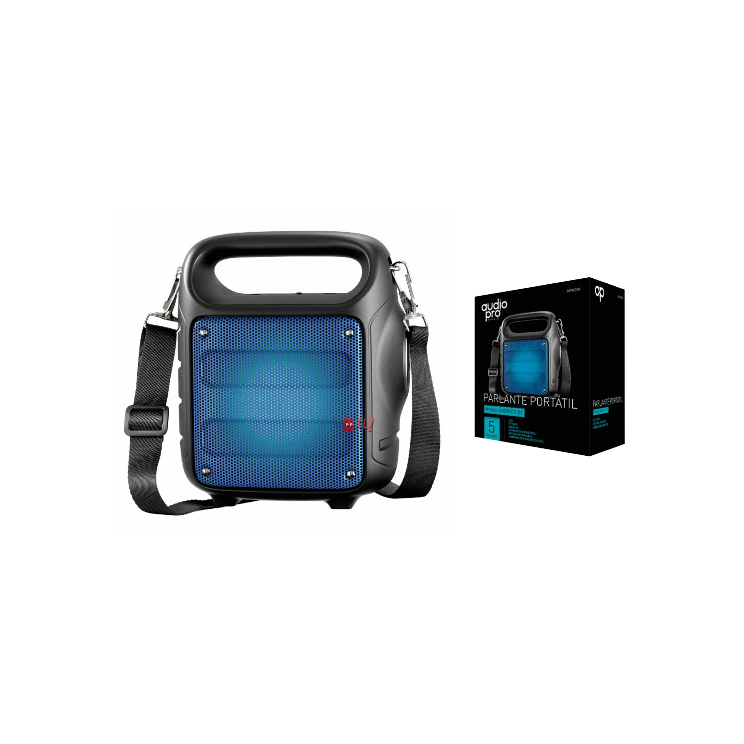 PARLANTE BLUETOOTH AUDIO PRO CON ILUMINACIÓN AZUL 5W RMS PORTÁTIL - 2