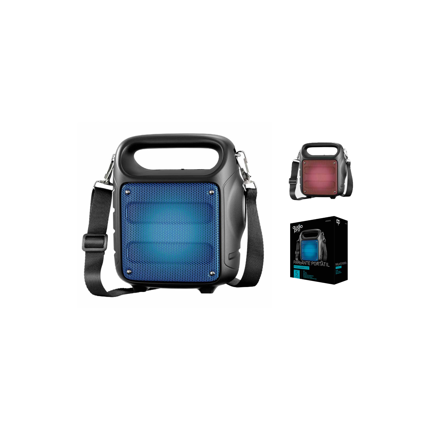 PARLANTE BLUETOOTH AUDIO PRO CON ILUMINACIÓN ROJO 5W RMS PORTÁTIL - 2