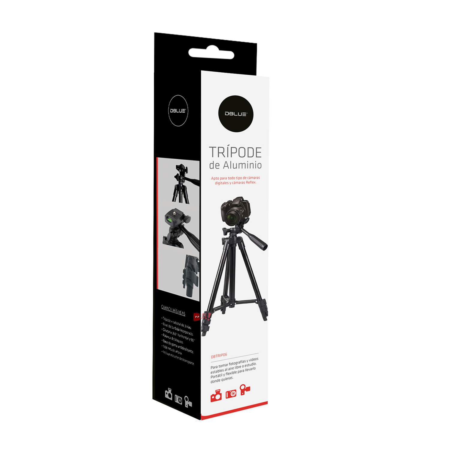 TRÍPODE DBLUE ALUMINIO PLEGABLE CÁMARAS 108CMS - PS - 4
