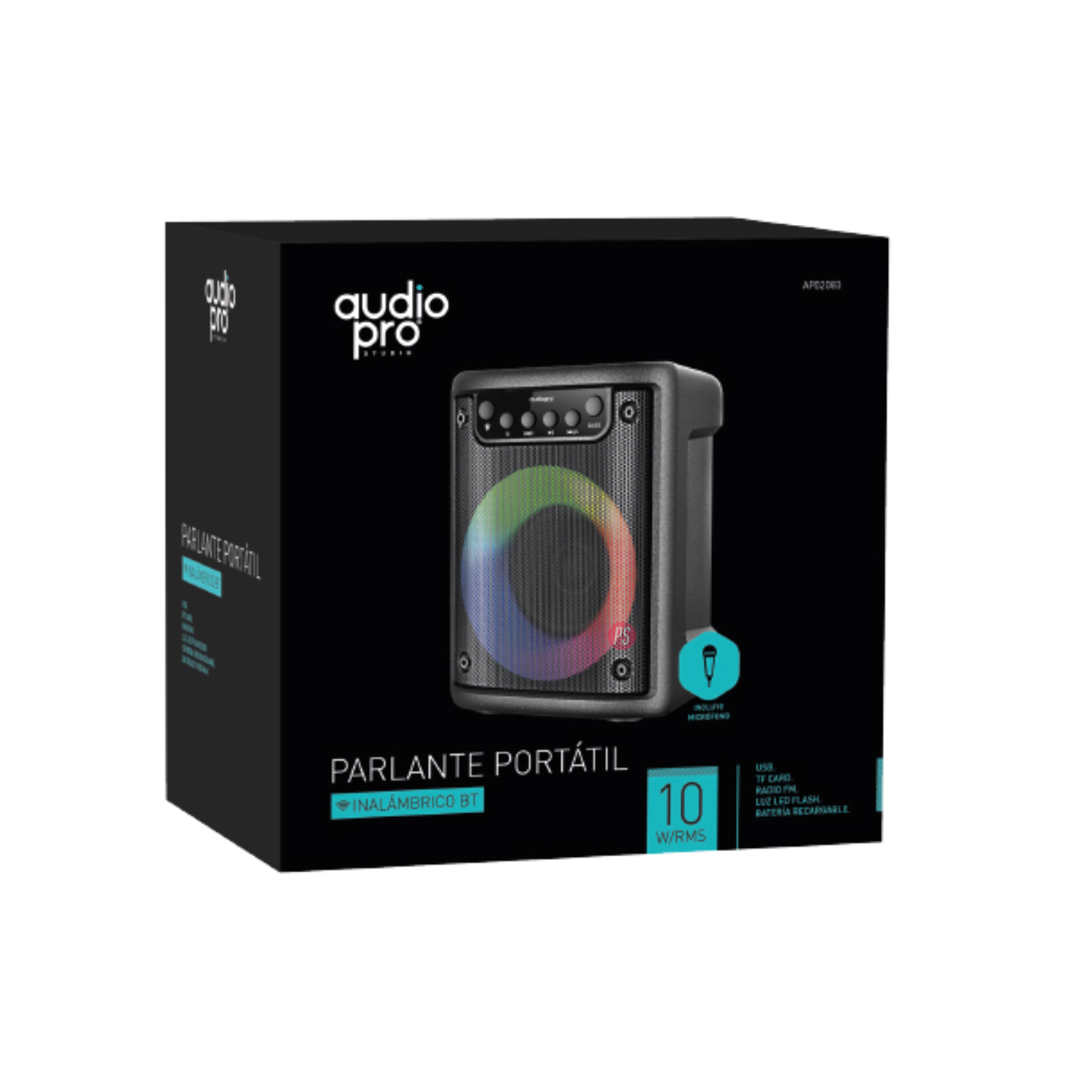PARLANTE BLUETOOTH AUDIO PRO ILUMINACIÓN RGB Y MICRÓFONO - 2