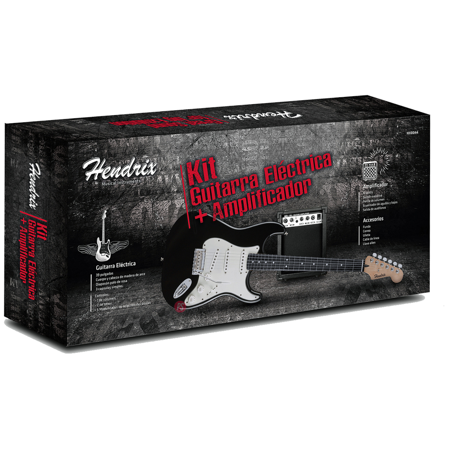 GUITARRA ELÉCTRICA HENDRIX 39 PULGADAS CON AMPLIFICADOR 10W - PS - 7
