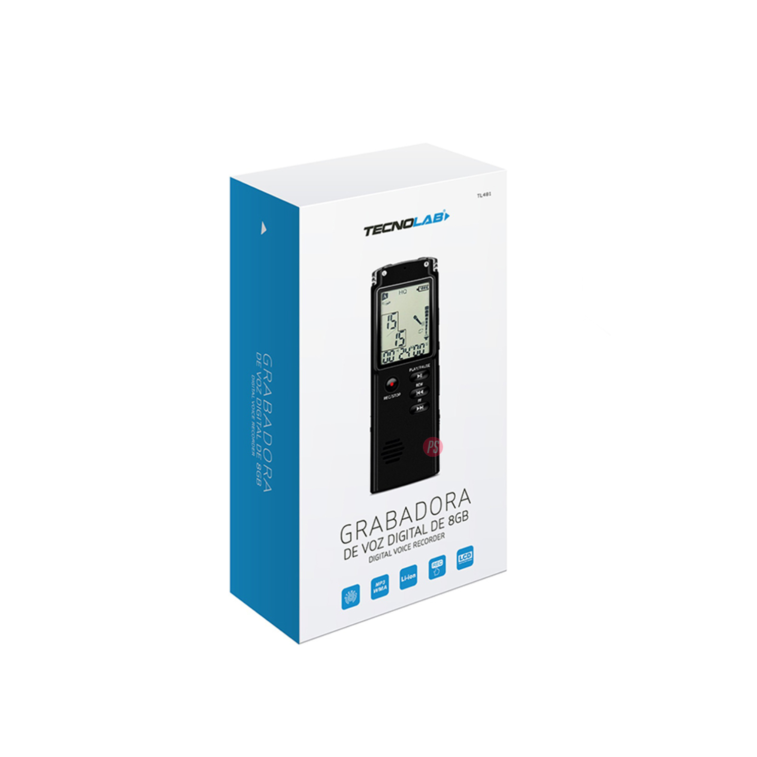 GRABADORA VOZ DIGITAL TECNOLAB USB RECARGABLE MEMORIA 8GB - PS - 4