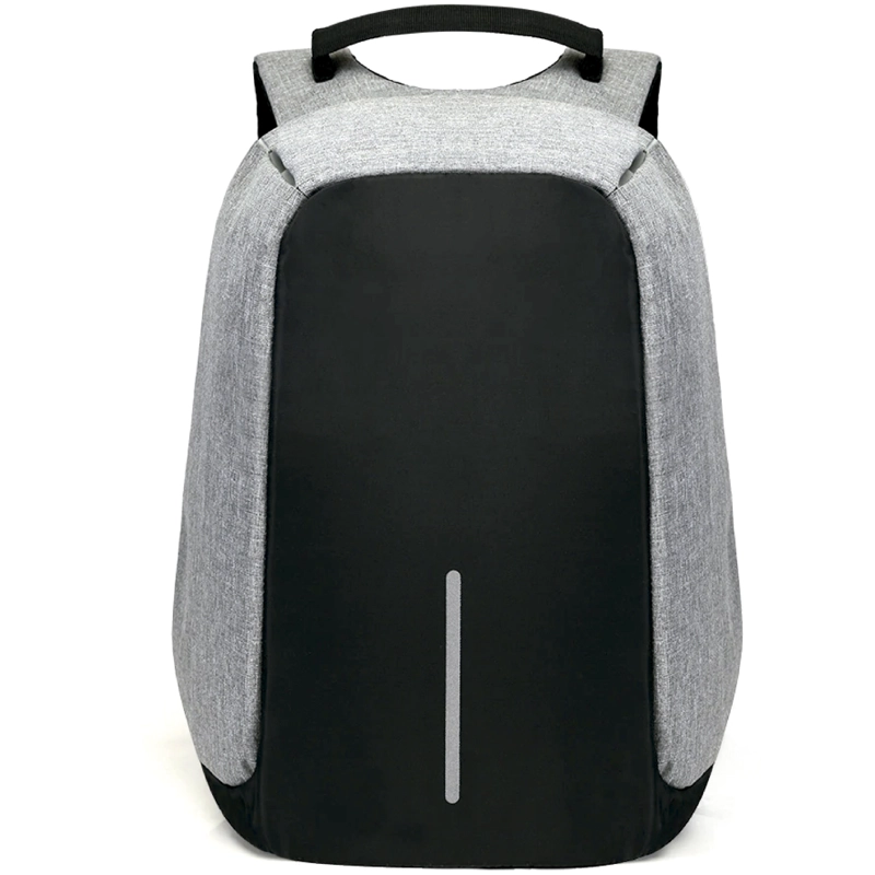 MOCHILA ANTIRROBO IMPERMEABLE USB COLOR GRIS - PS - 1