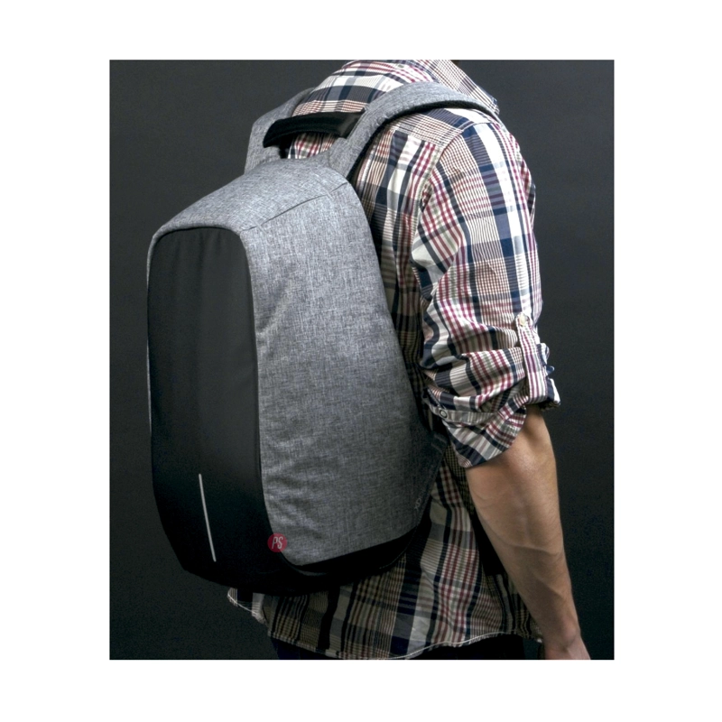MOCHILA ANTIRROBO IMPERMEABLE USB COLOR GRIS - PS - 4