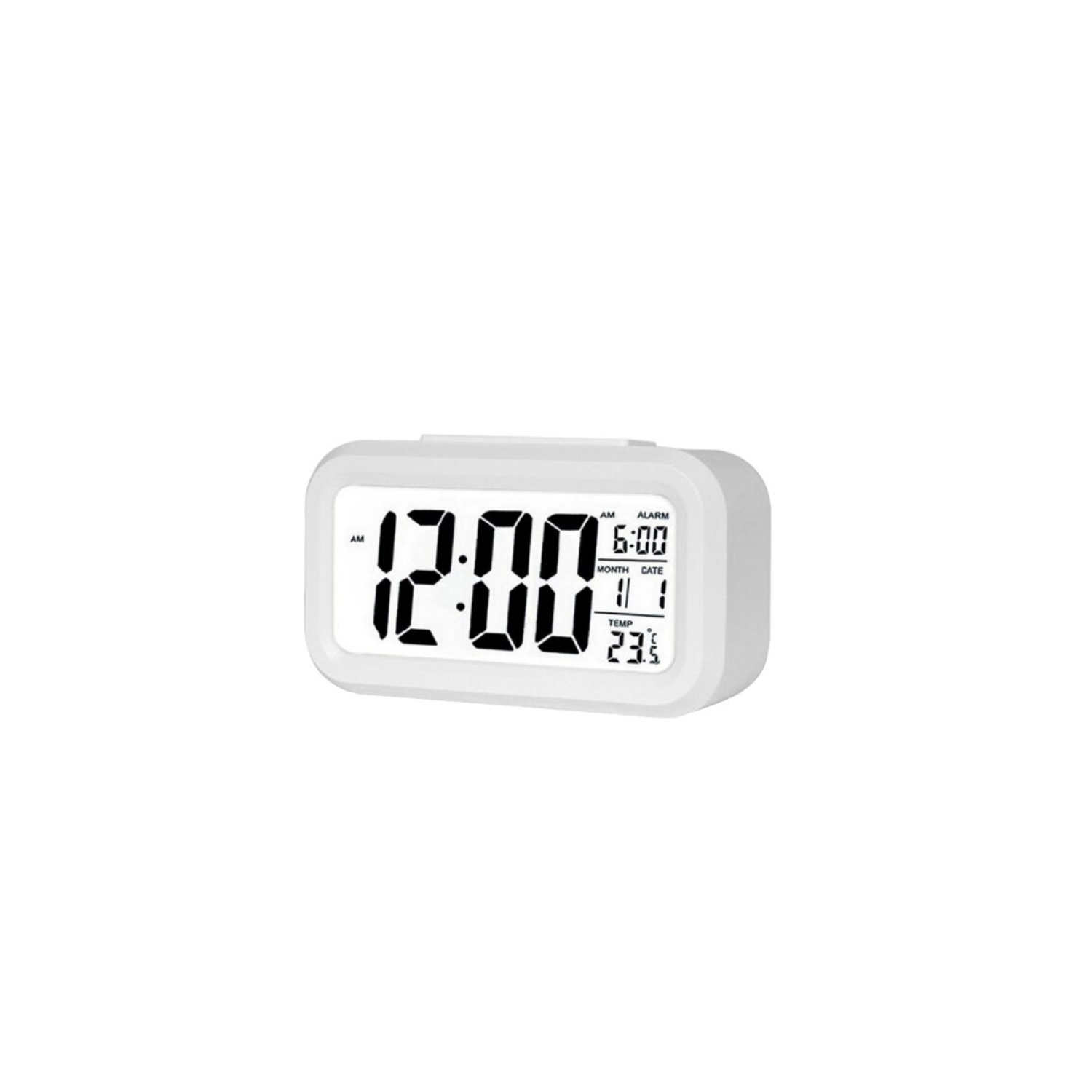 RELOJ DESPERTADOR TECNOLAB BLANCO PANTALLA LCD FECHA Y CALENDARIO - 1