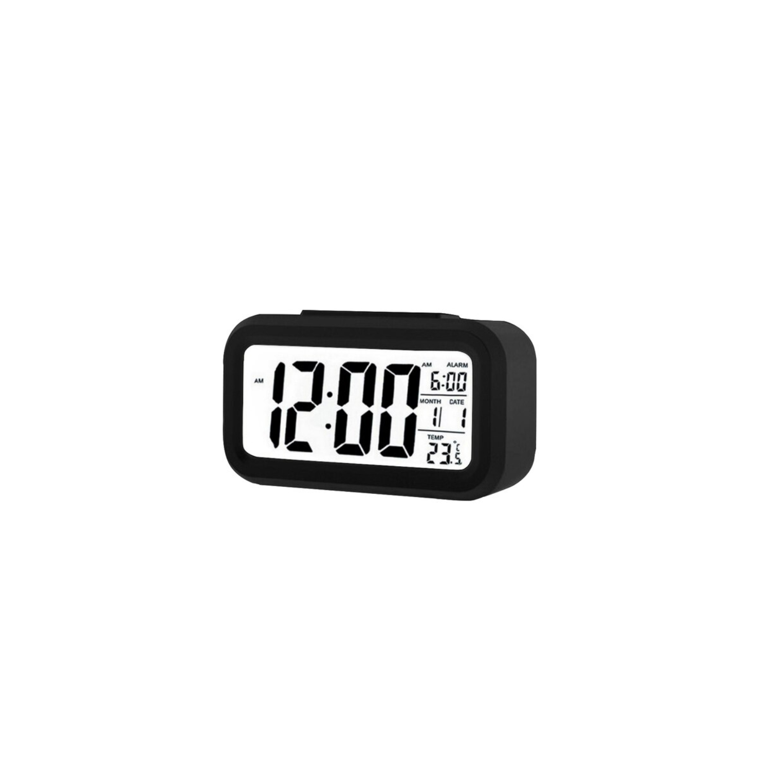 RELOJ DESPERTADOR TECNOLAB NEGRO PANTALLA LCD FECHA Y CALENDARIO - 1