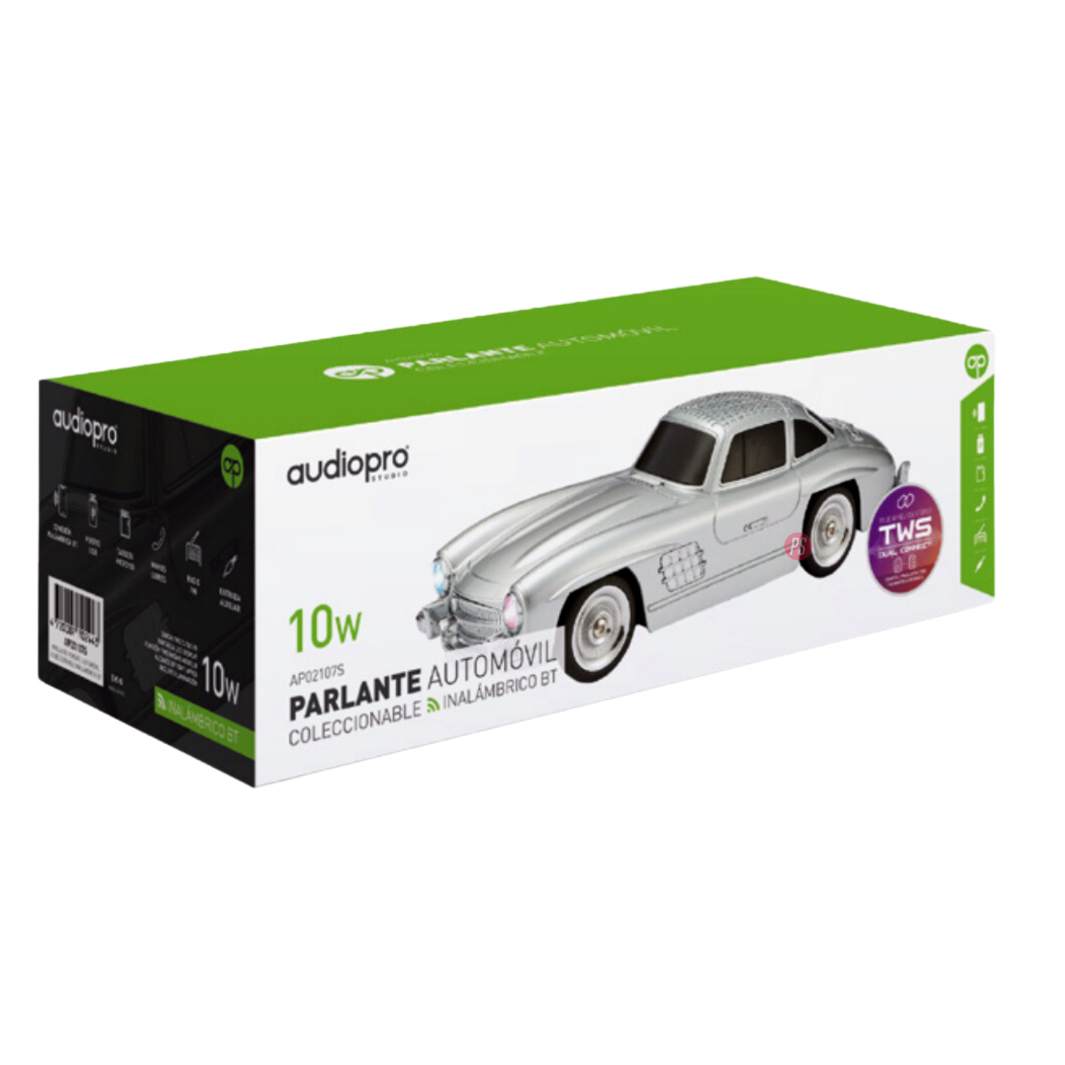 PARLANTE BLUETOOTH AUDIO PRO DISEÑO AUTOMÓVIL CLÁSICO GRIS - 2