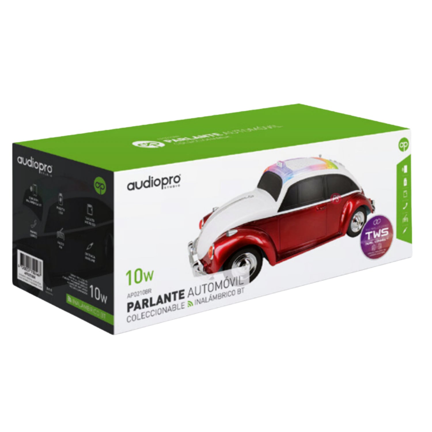 PARLANTE BLUETOOTH AUDIO PRO DISEÑO ESCARABAJO COLOR ROJO - 2