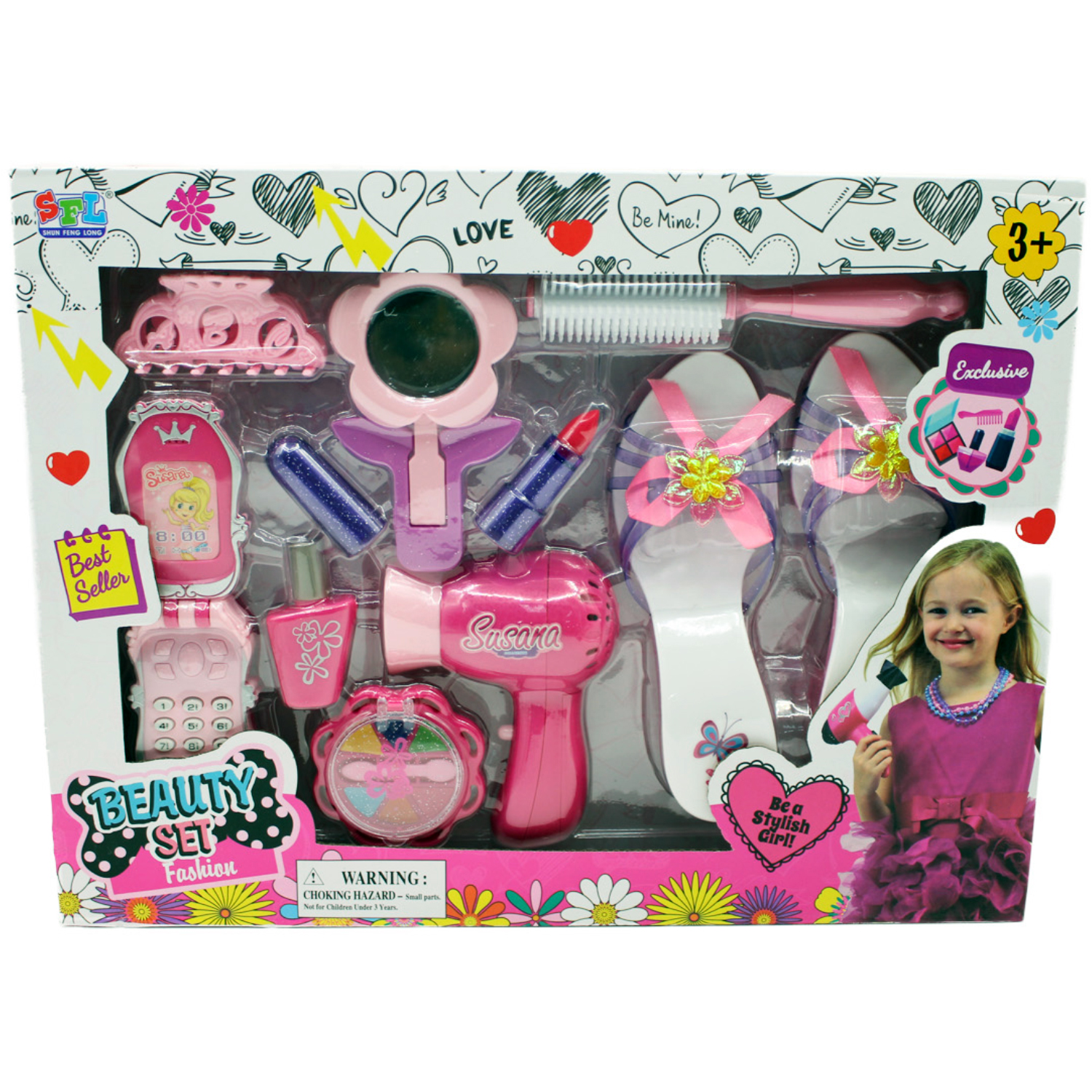 SET PUNTOSTORE MULTICOLOR FASHION JUGUETE 11 ACCESORIOS DE BELLEZA - PS - 1