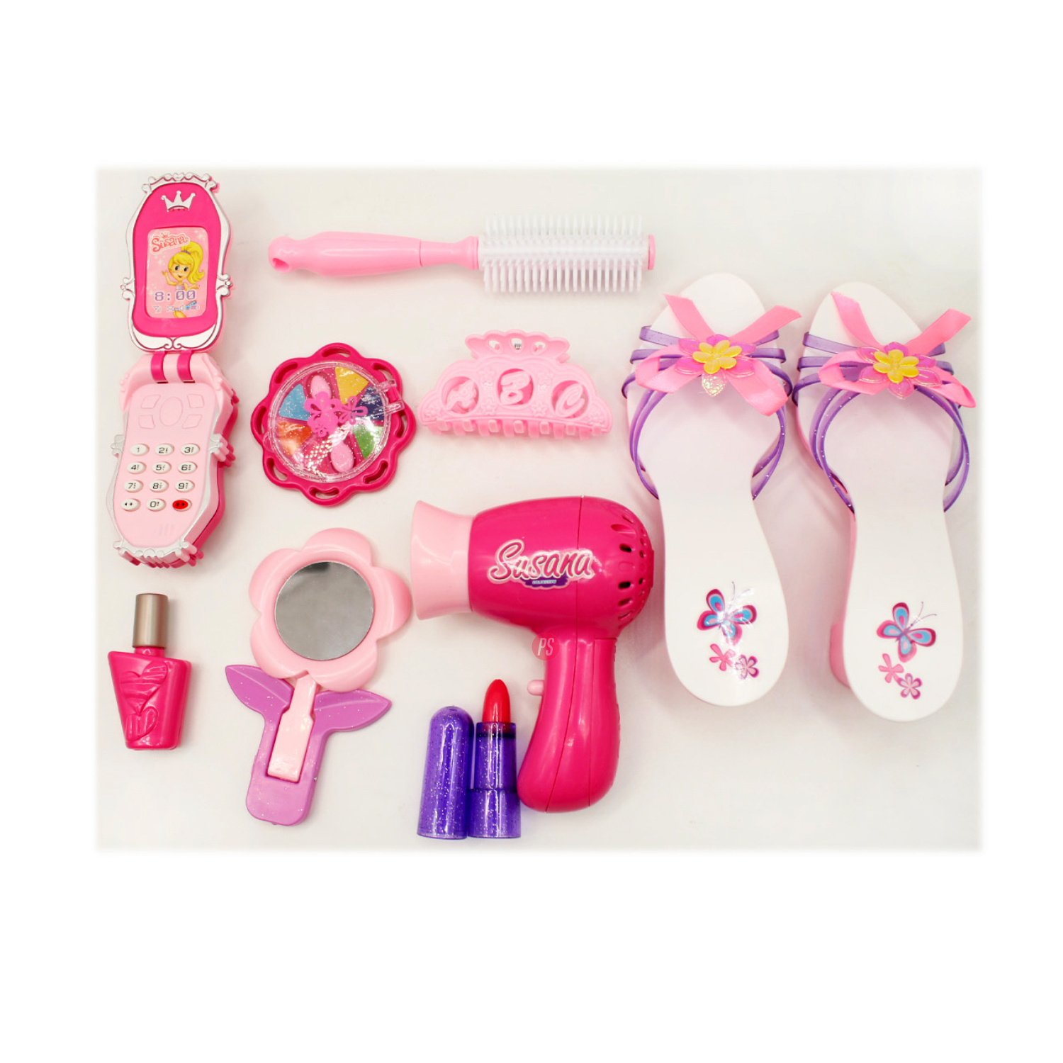 SET PUNTOSTORE MULTICOLOR FASHION JUGUETE 11 ACCESORIOS DE BELLEZA - PS - 2