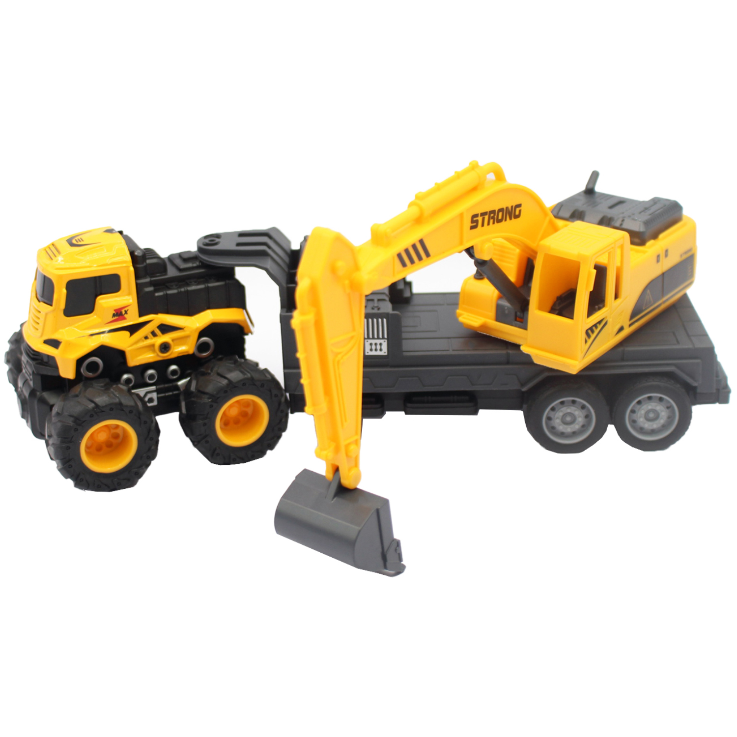 CAMION PUNTOSTORE JUGUETE REMOLQUE A FRICCION CON EXCAVADORA PS