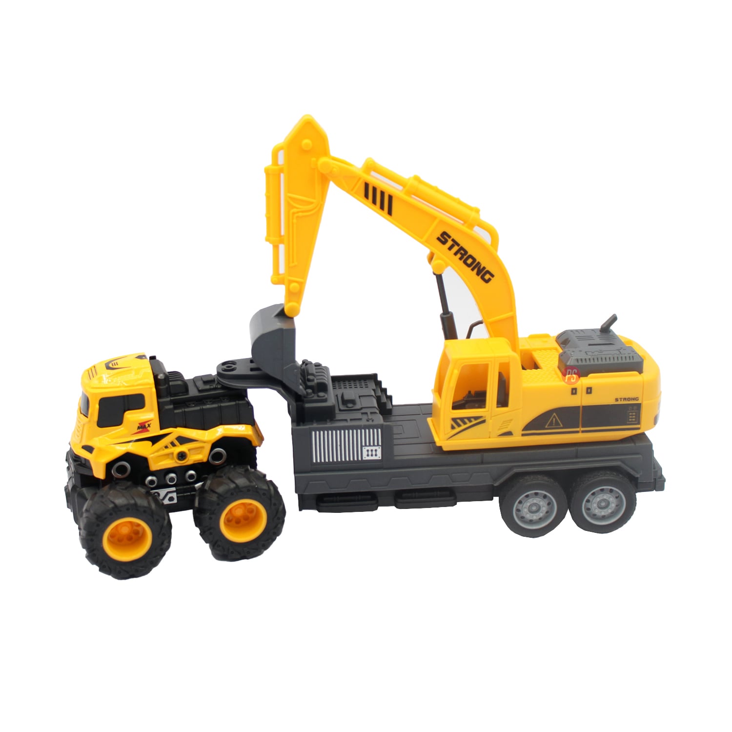 CAMIÓN PUNTOSTORE JUGUETE REMOLQUE A FRICCIÓN CON EXCAVADORA PS - 2