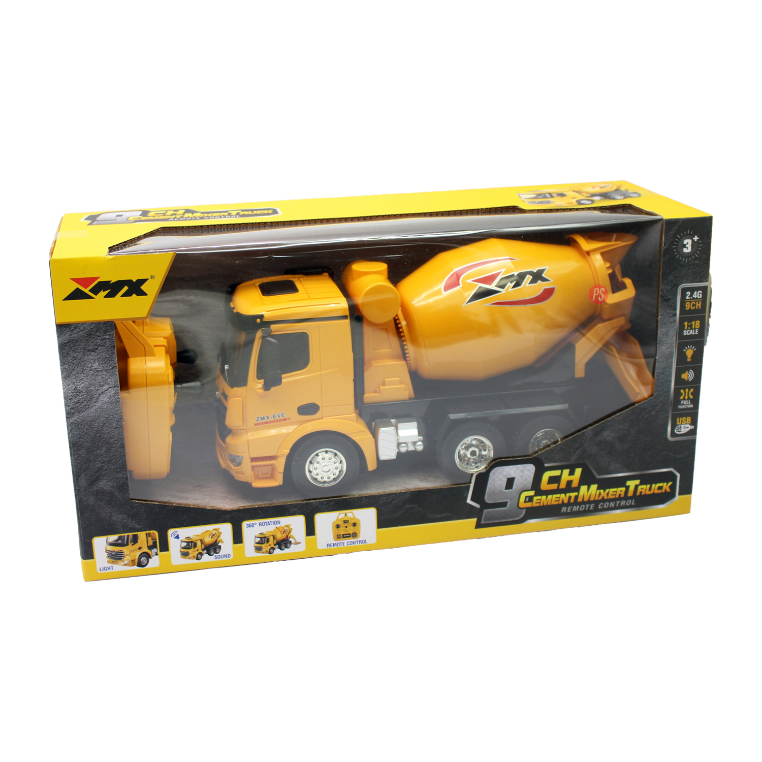 CAMIÓN PUNTOSTORE AMARILLO HORMIGONERA JUGUETE RC LUZ Y SONIDO ESCALA 1:18 - PS - 4
