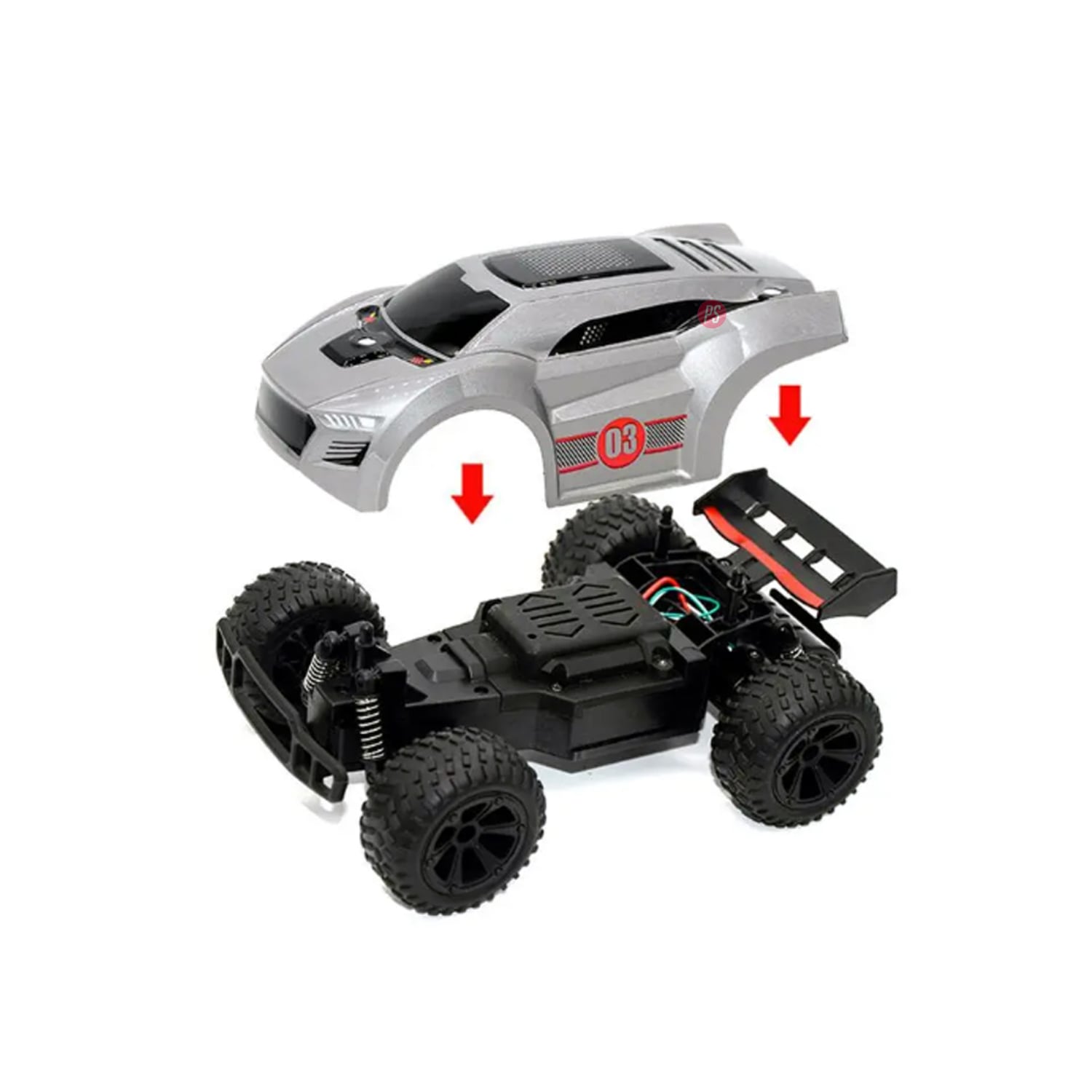 AUTO DE CARRERA PUNTOSTORE D3 GRIS JUGUETE RC 2.4G CON LUCES LED - PS - 3