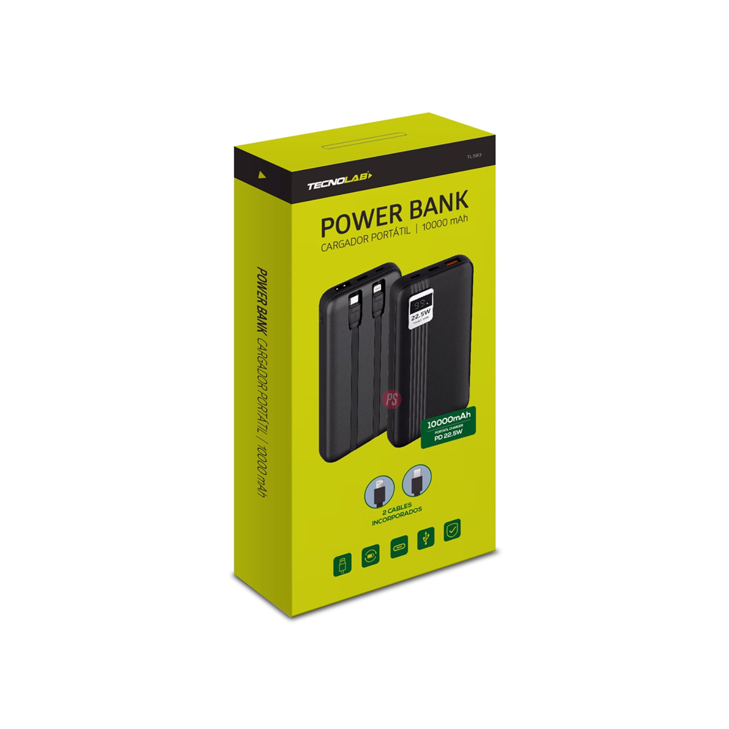 POWER BANK 10000MAH 22.5W + 2 CABLES INCLUIDOS BLANCO - PS - 4