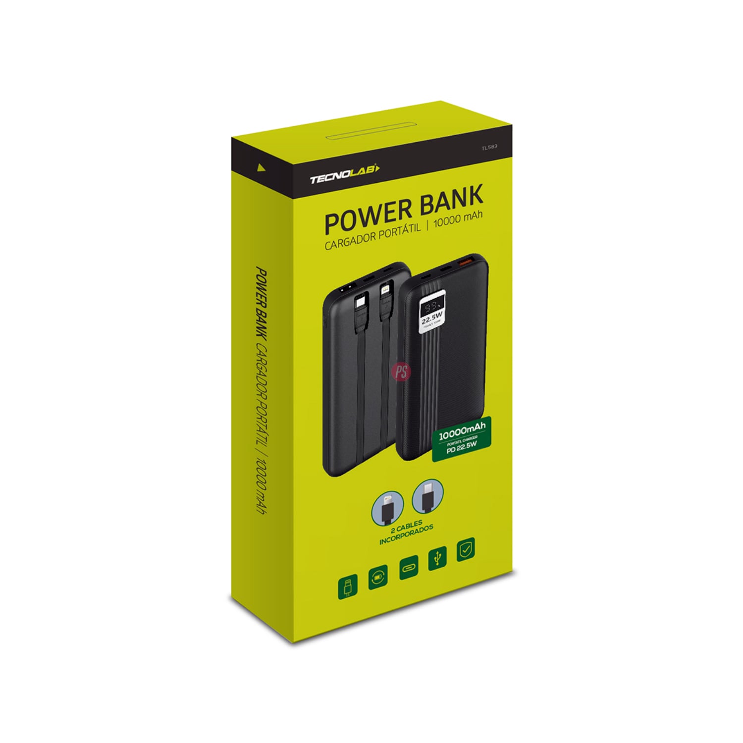 POWER BANK 10000MAH 22.5W + 2 CABLES INCLUIDOS NEGRO - PS - 4