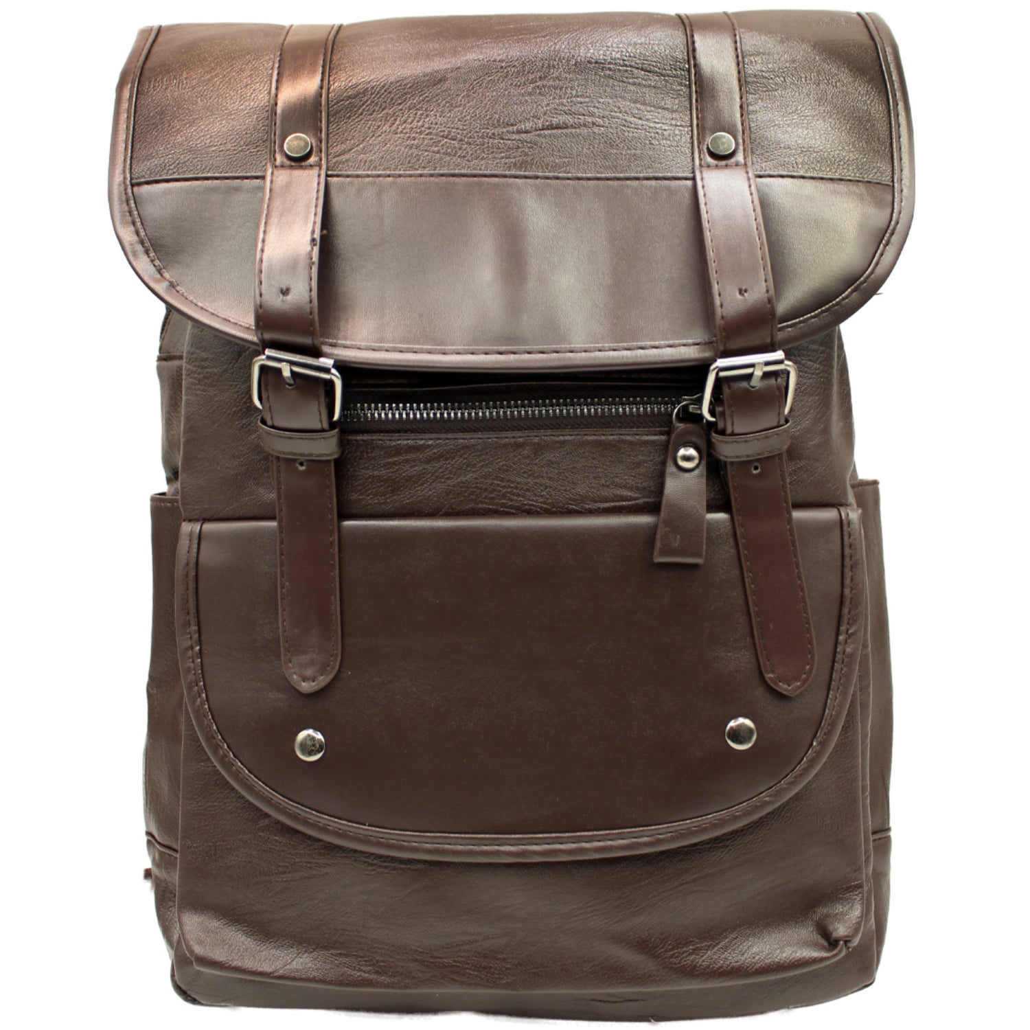 MOCHILA VINTAGE UNISEX TIPO CUERO CAFE - PS