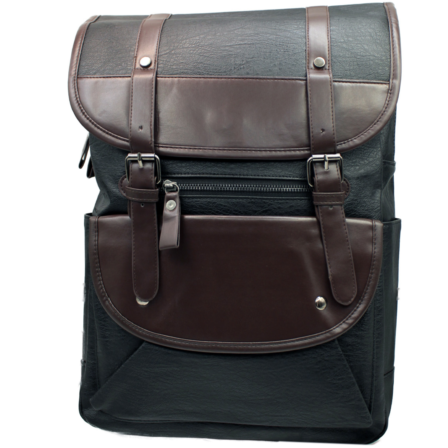 MOCHILA VINTAGE UNISEX TIPO CUERO NEGRA - PS - 1