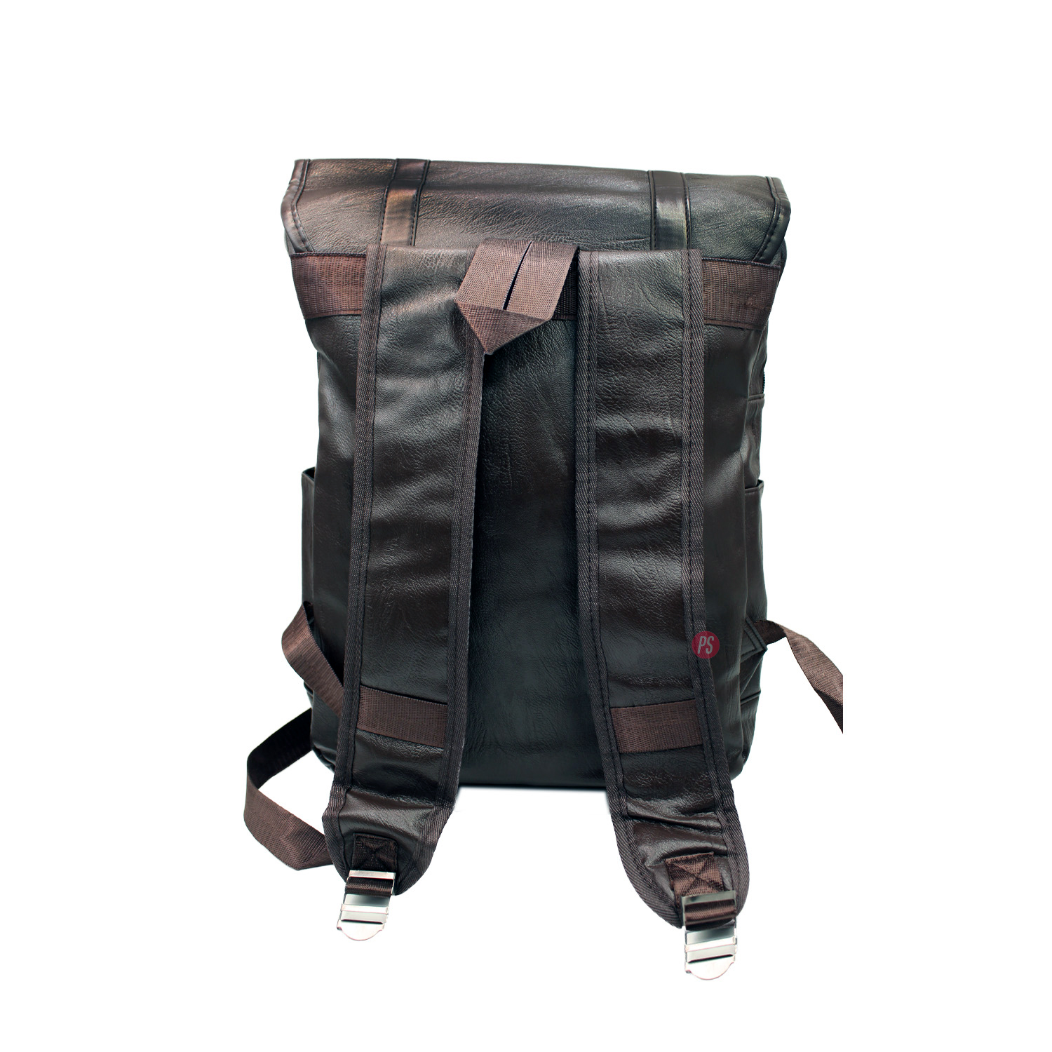 MOCHILA VINTAGE UNISEX TIPO CUERO NEGRA - PS - 2