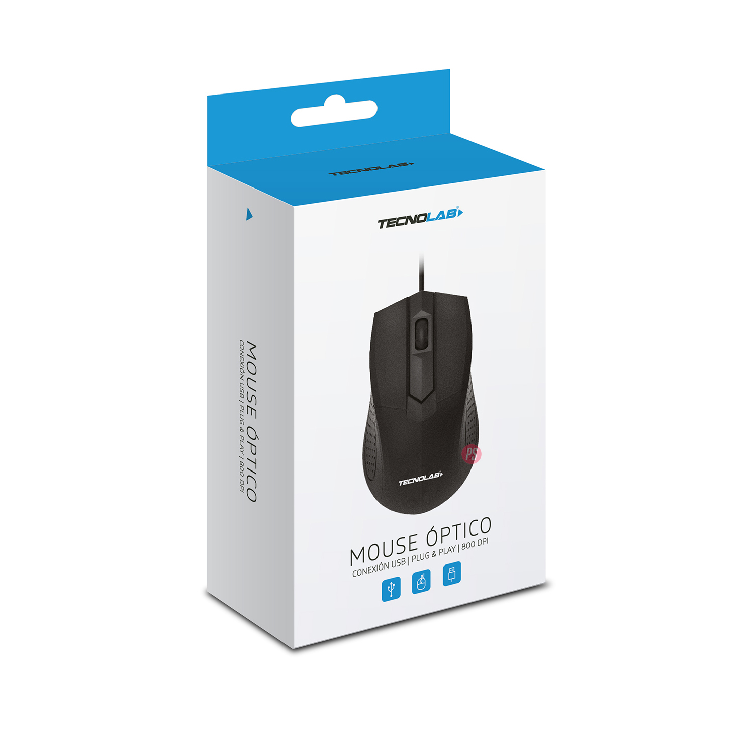 MOUSE TECNOLAB CONEXIÓN USB 3 BOTONES 800DPI NEGRO PS - 2