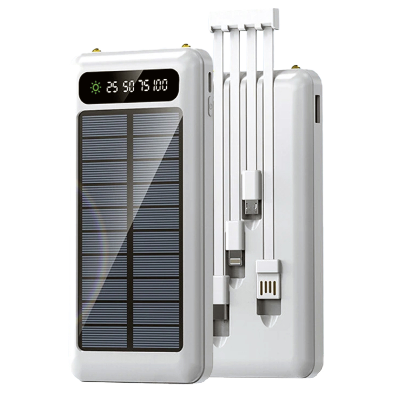 POWER BANK SOLAR 10000MAH CON CABLE CARGA BLANCO - PS - 1