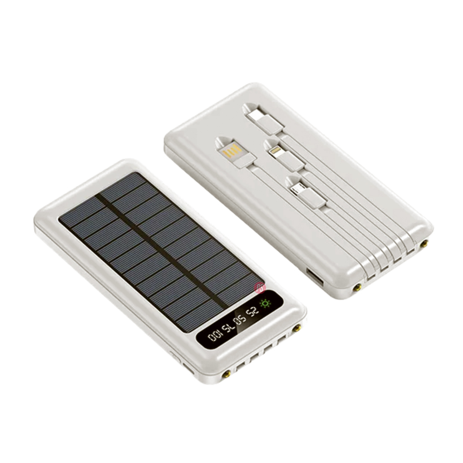 POWER BANK SOLAR 10000MAH CON CABLE CARGA BLANCO - PS - 3