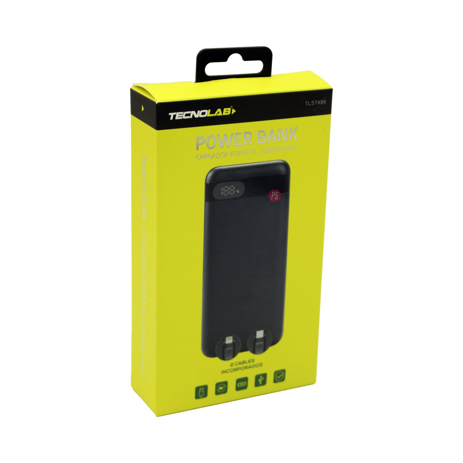 POWER BANK 20000MAH 22.5W LED DISPLAY + CABLES NEGRO - PS - 3