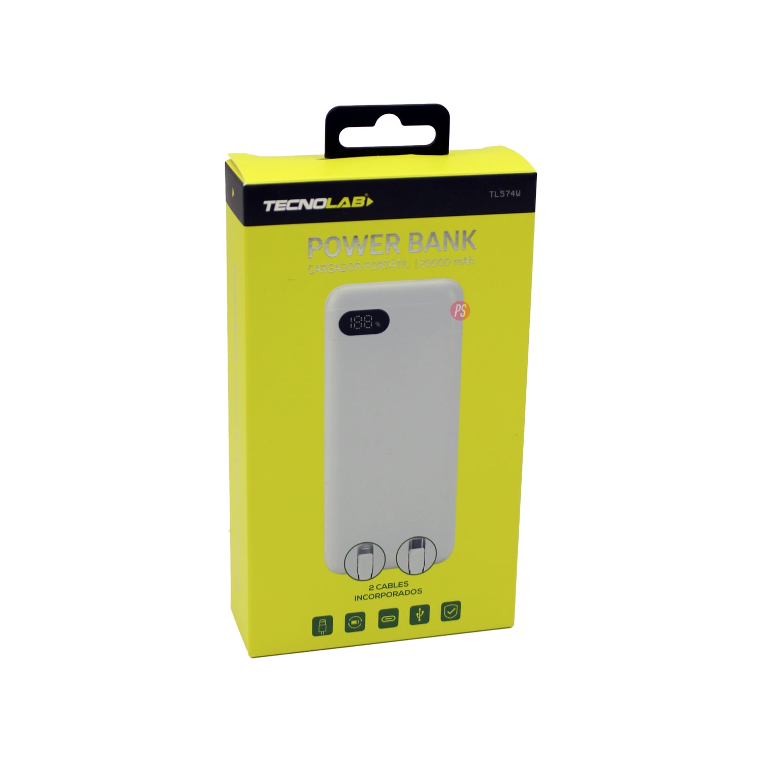POWER BANK 20000MAH 22.5W LED DISPLAY + CABLES BLANCO - PS - 5