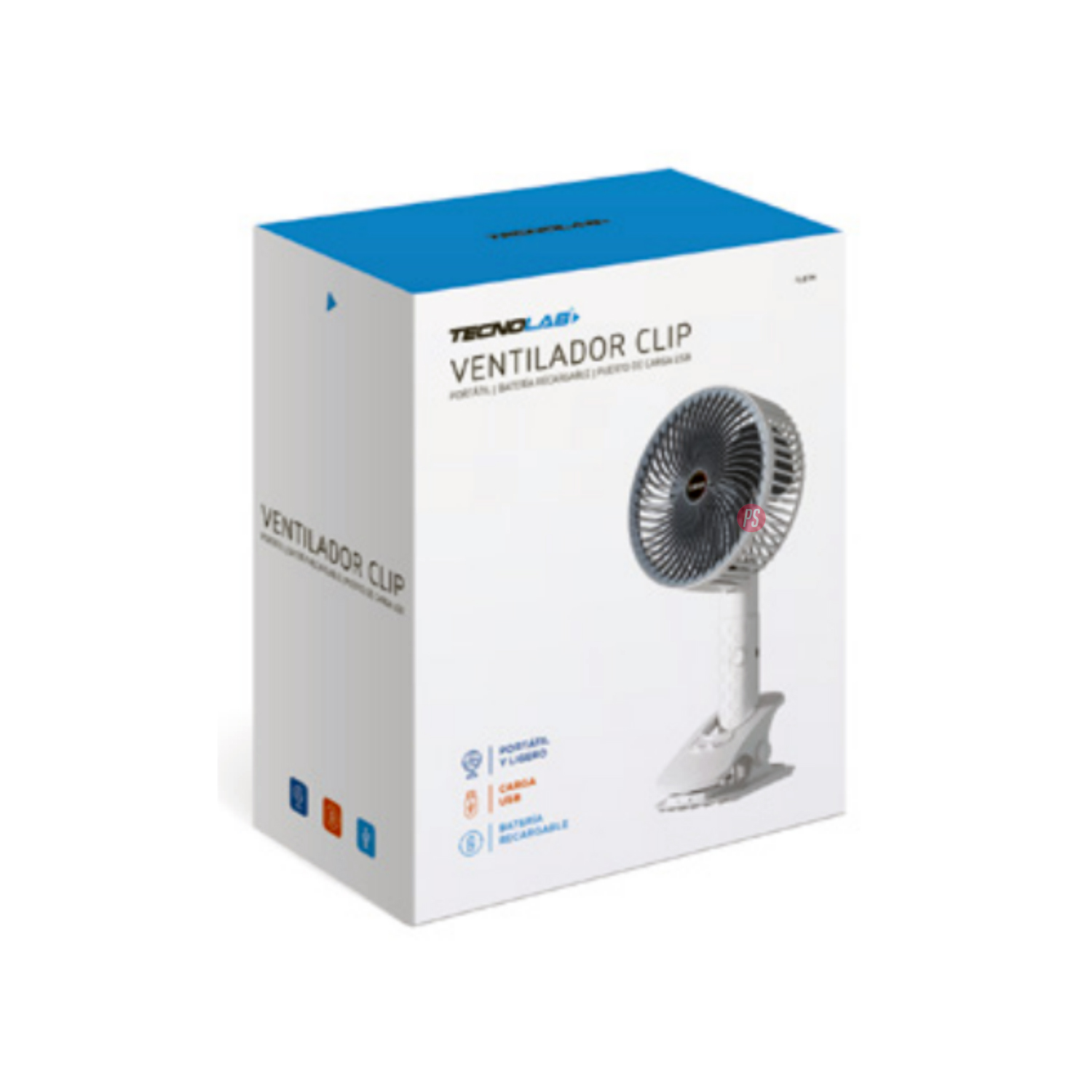 VENTILADOR DE ESCRITORIO TECNOLAB CLIP RECARGABLE MULTIFUNCIONAL PS - 6