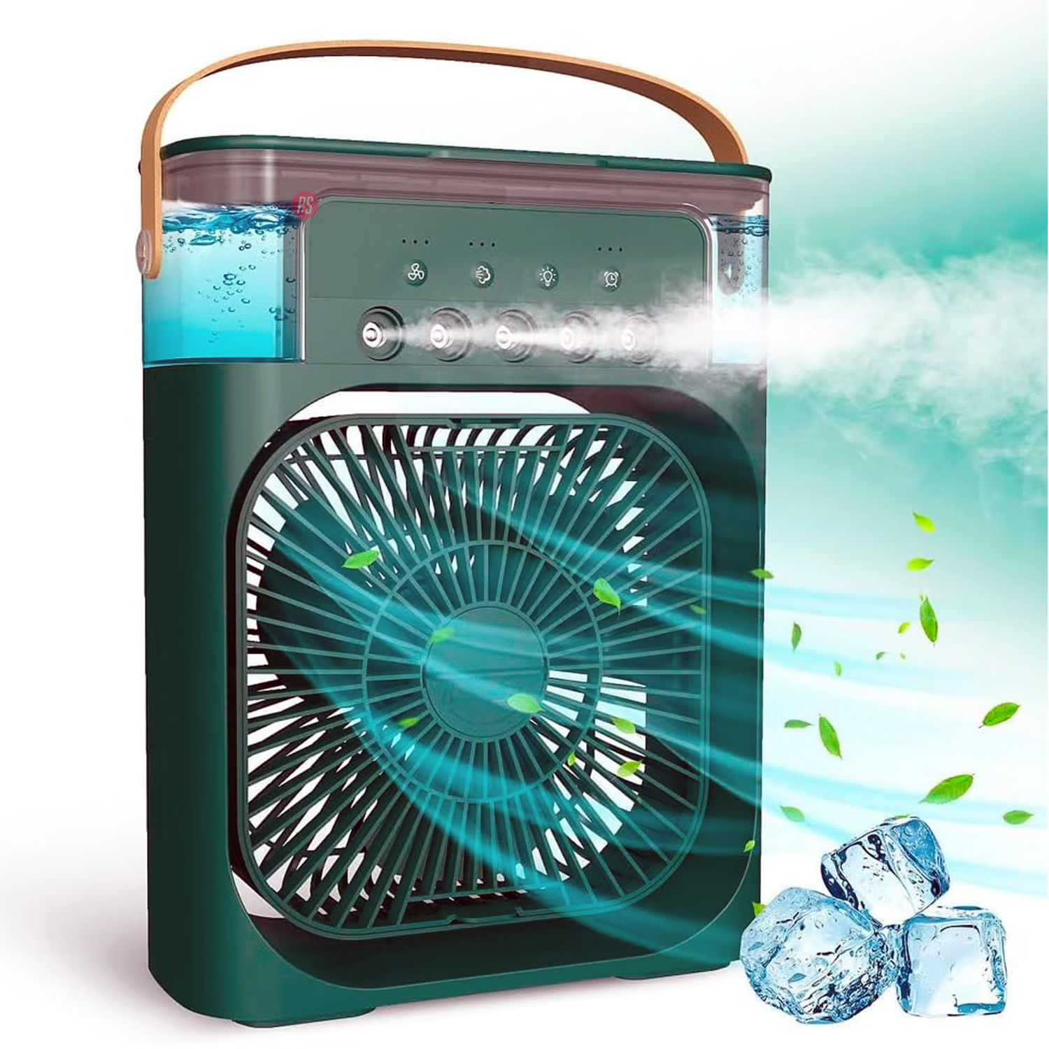 VENTILADOR PUNTOSTORE USB PORTÁTIL LED CON ROCIADOR VERDE PS - 3