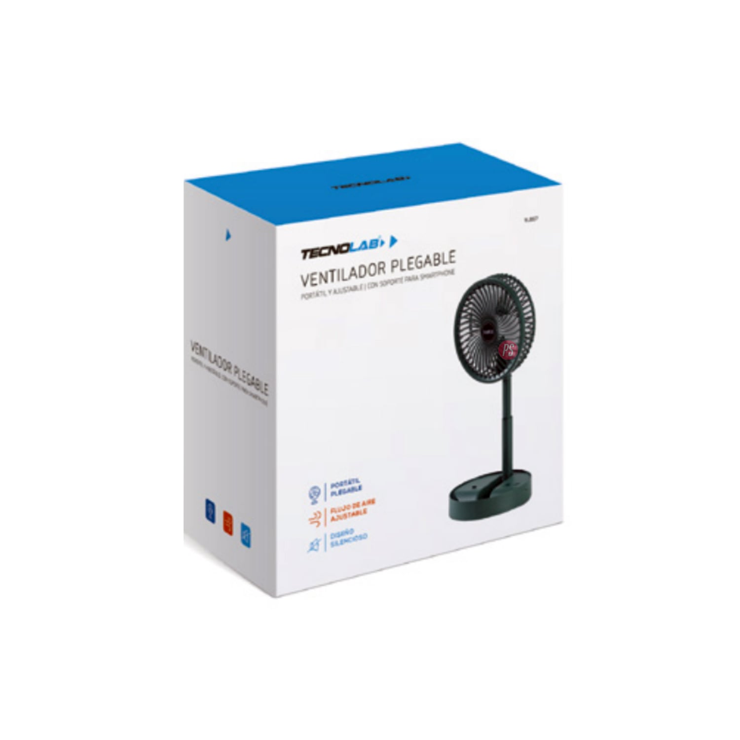VENTILADOR PORTÁTIL TECNOLAB PLEGABLE CON PEDESTAL USB VERDE PS - 3