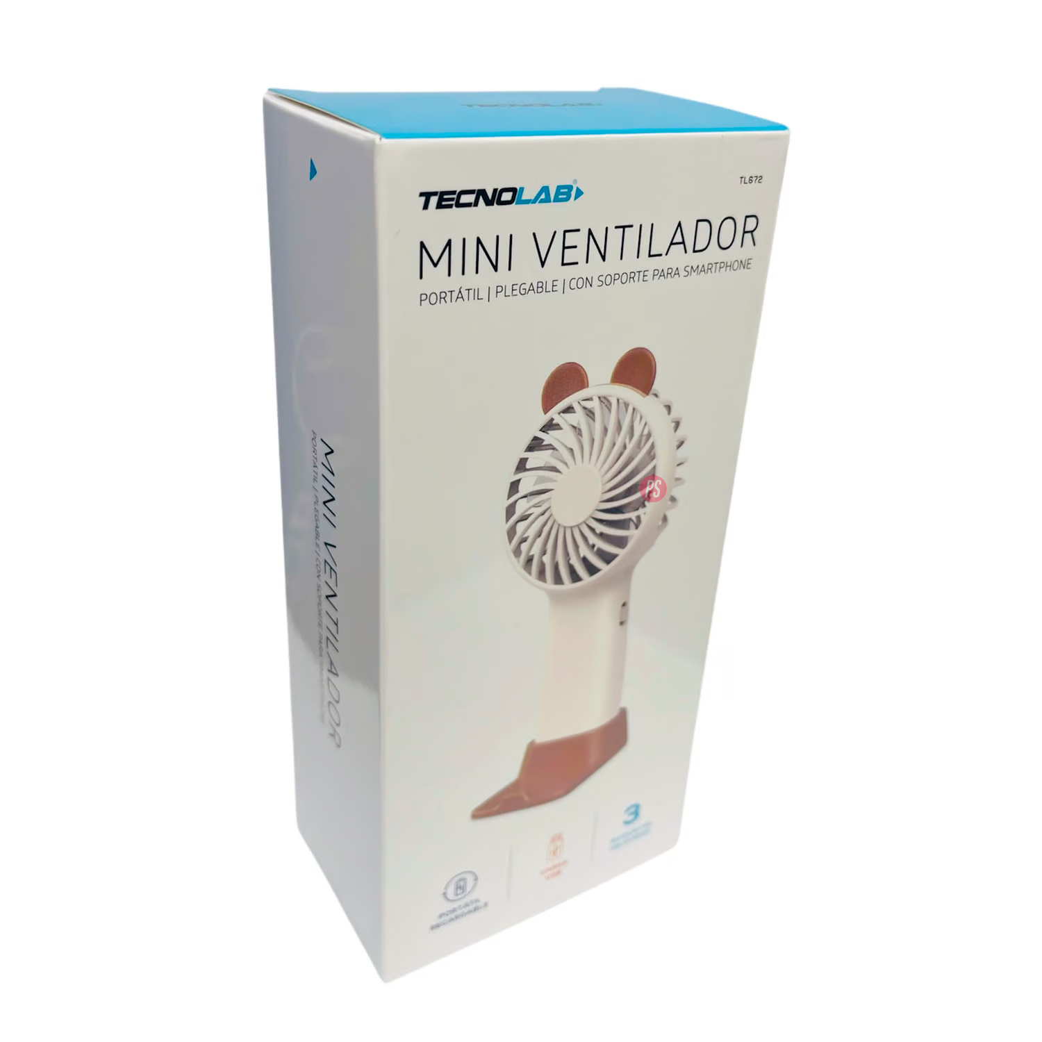 MINI VENTILADOR TECNOLAB DE MANO DISEÑO OSO RECARGABLE PS - 3