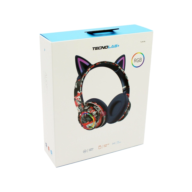 AUDÍFONOS BLUETOOTH GATITO AZUL RGB ¡VIDA A TU MÚSICA! - PS - 3