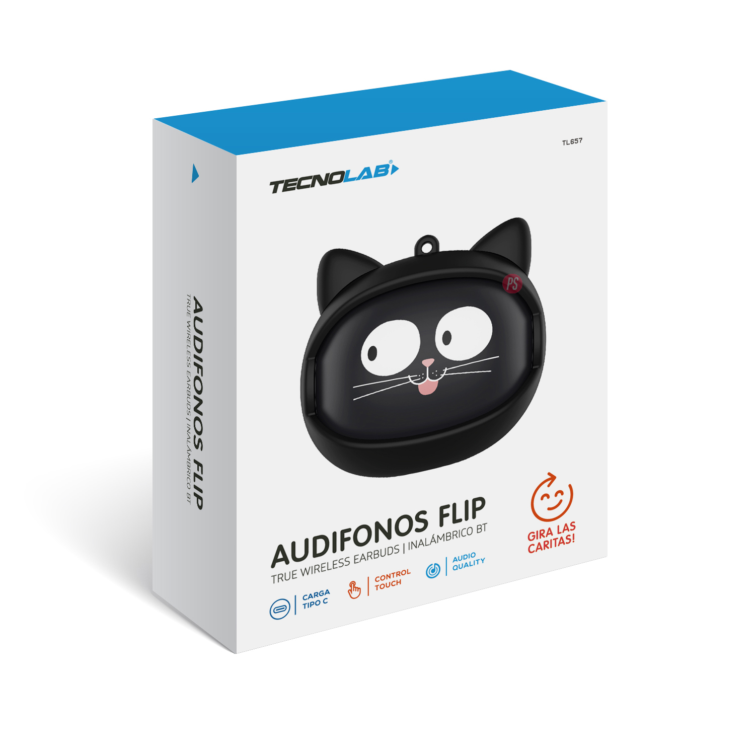 AUDÍFONOS BLUETOOTH CON CARAS SELECCIONABLES GATO NEGRO - PS - 6