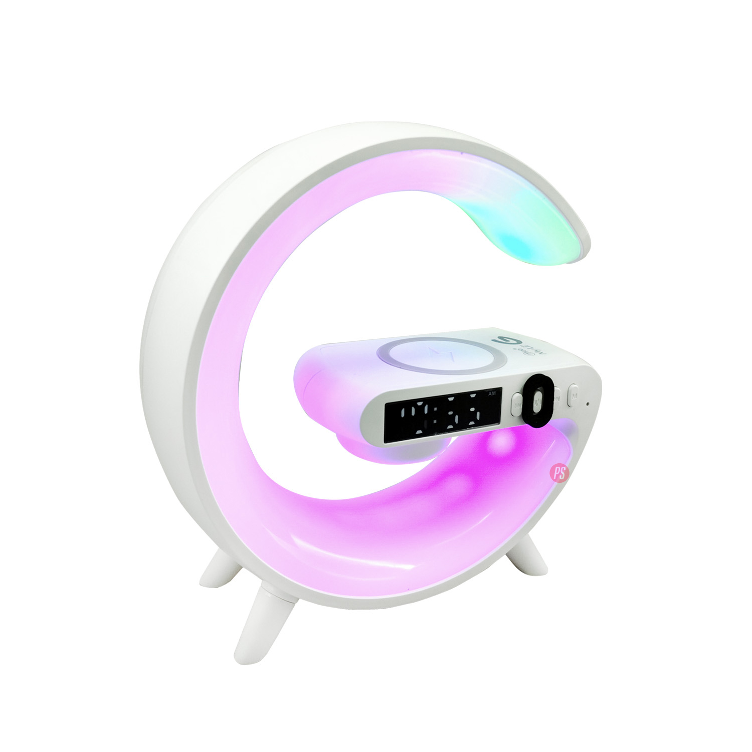 PARLANTE BLUETOOTH MLAB MY LIL G CARGADOR INALÁMBRICO + LUZ RGB + RELOJ BLANCO - 2