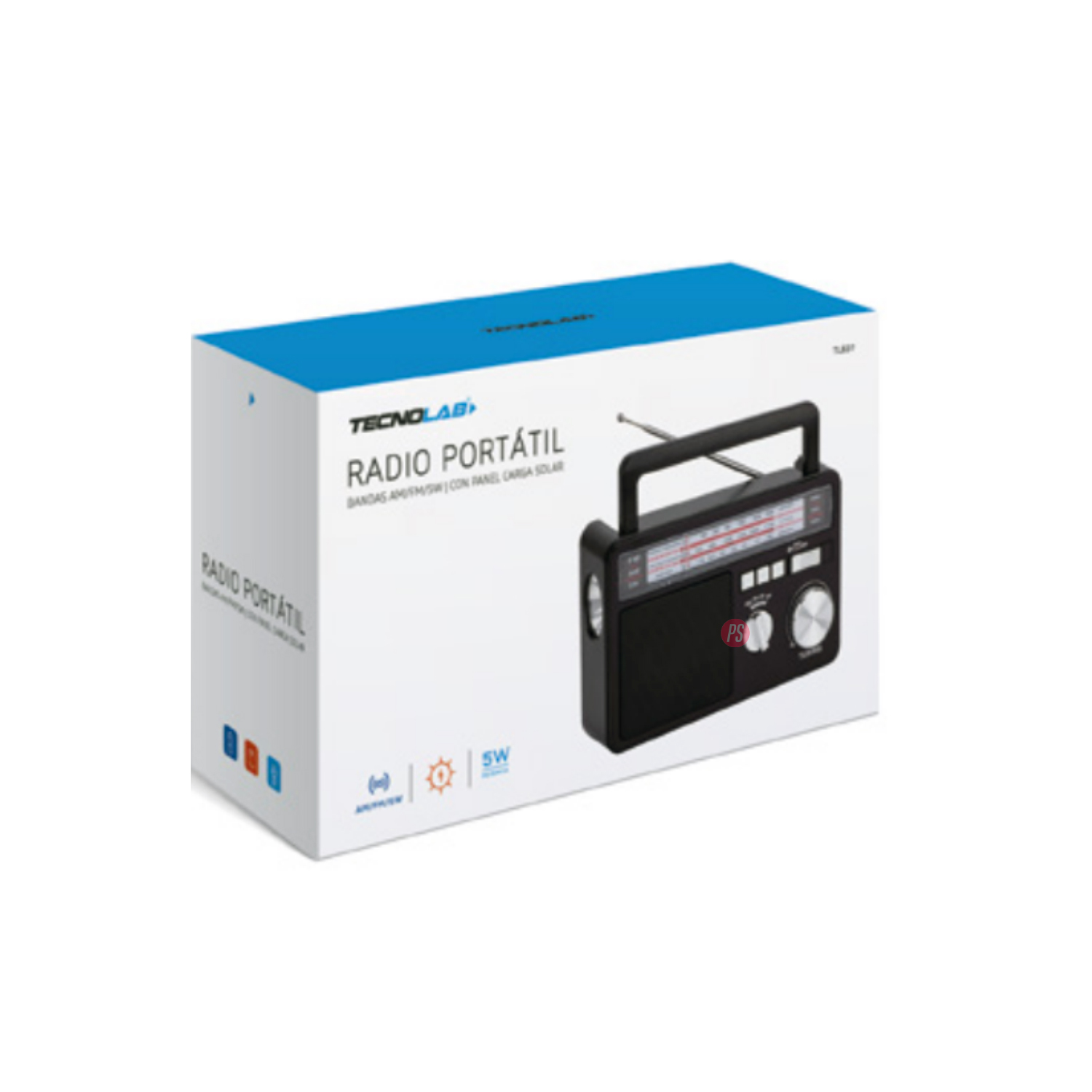 RADIO TECNOLAB AM/FM/SW CON PANEL SOLAR USB Y LINTERNA LED PS - 3