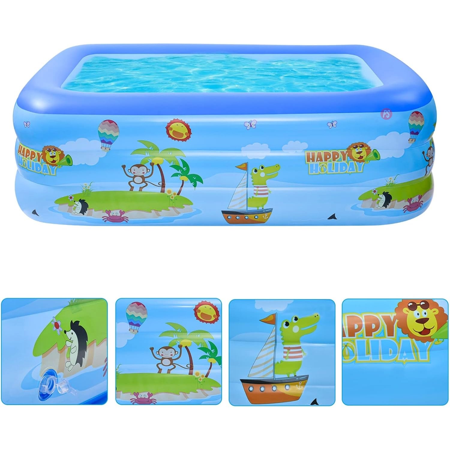 PISCINA INFLABLE PUNTOSTORE 115X85X56 CM CON 3 ANILLOS DISEÑO - 2