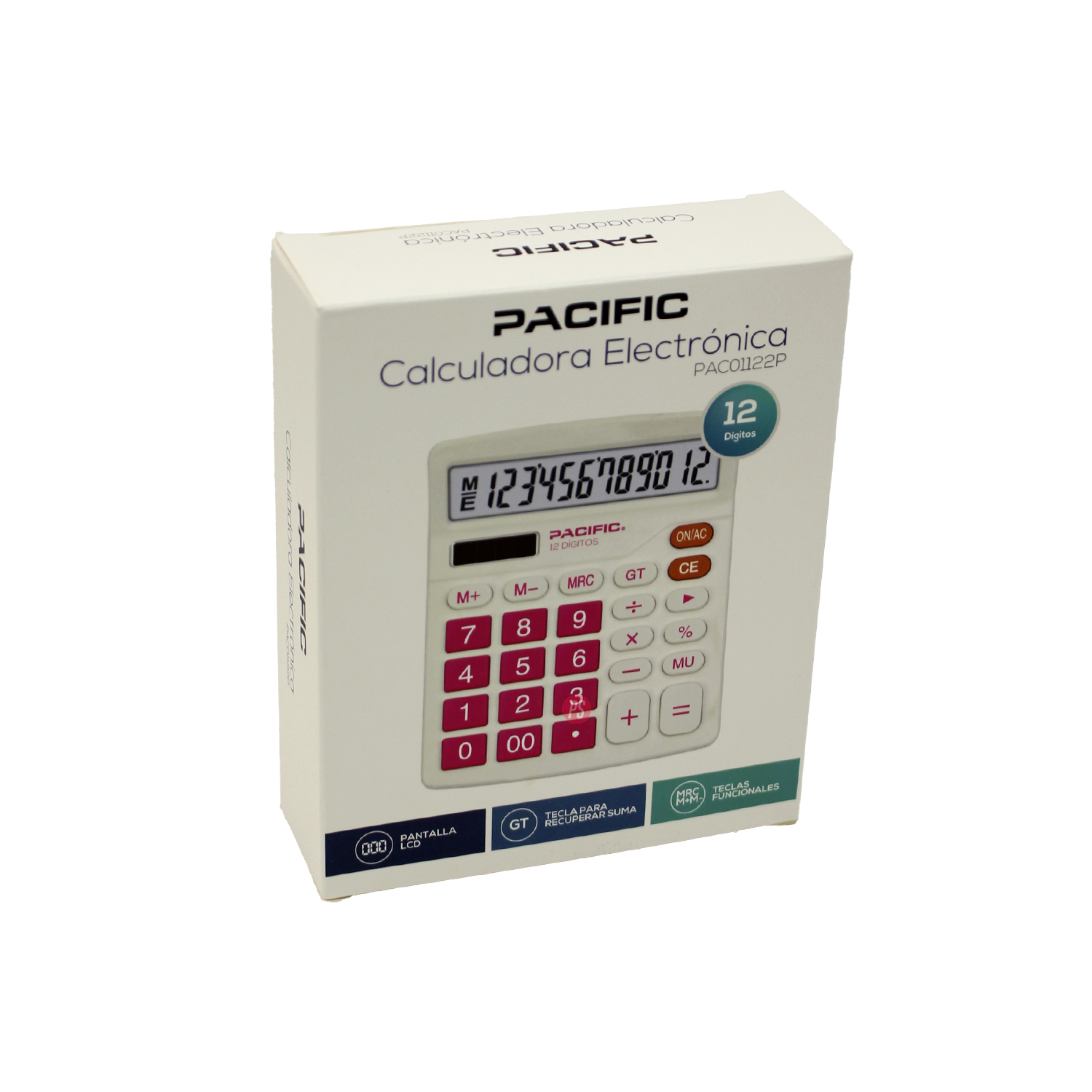 CALCULADORA ELECTRÓNICA PANTALLA LCD DE 12 DÍGITOS ROSA - PS - 2
